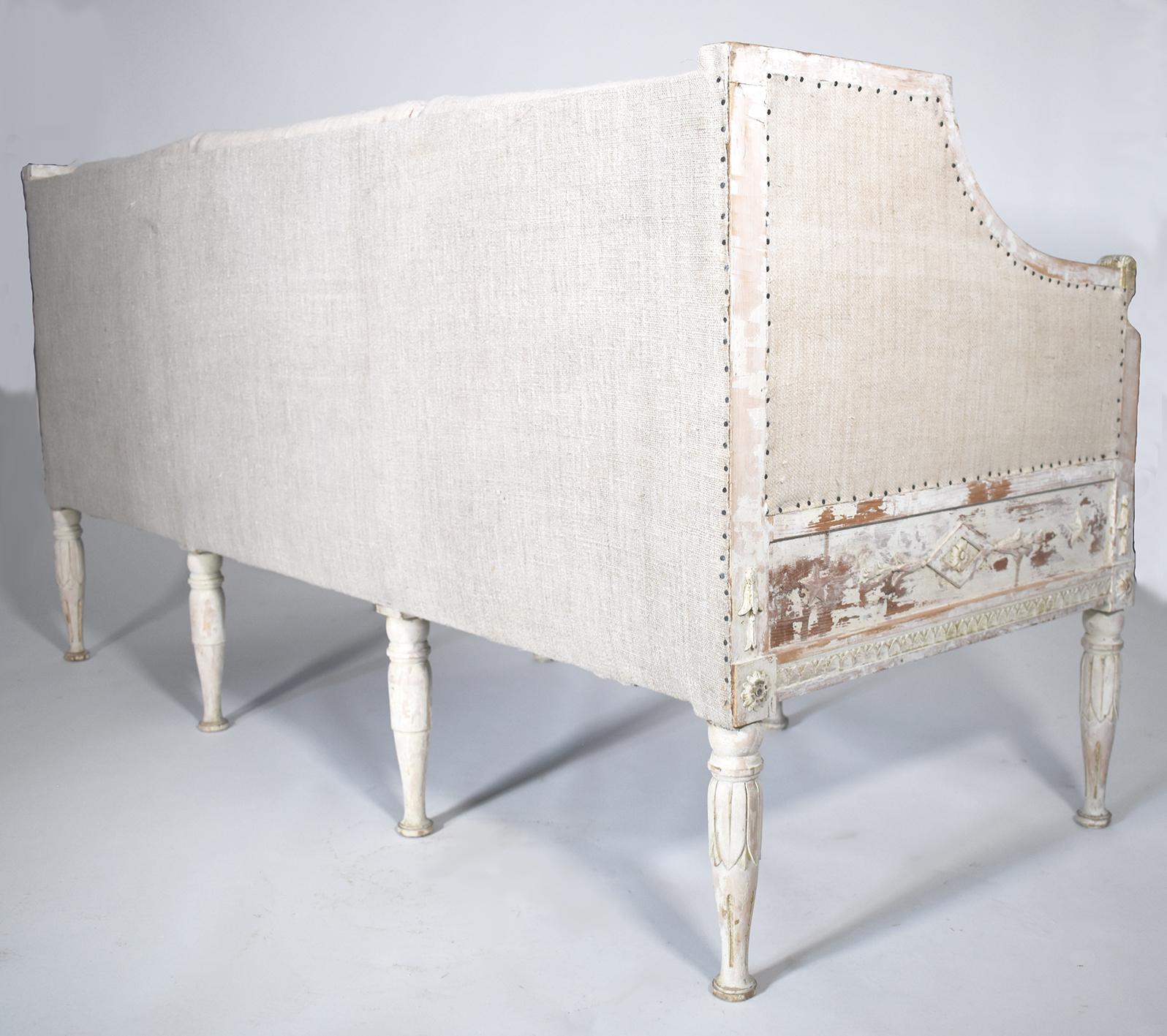 Hand-Carved 19th Century Swedish Banquette or Sofa with Egyptian Influence