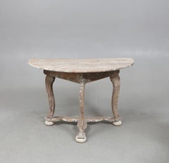 19th century Swedish baroque oak console/Demi lune