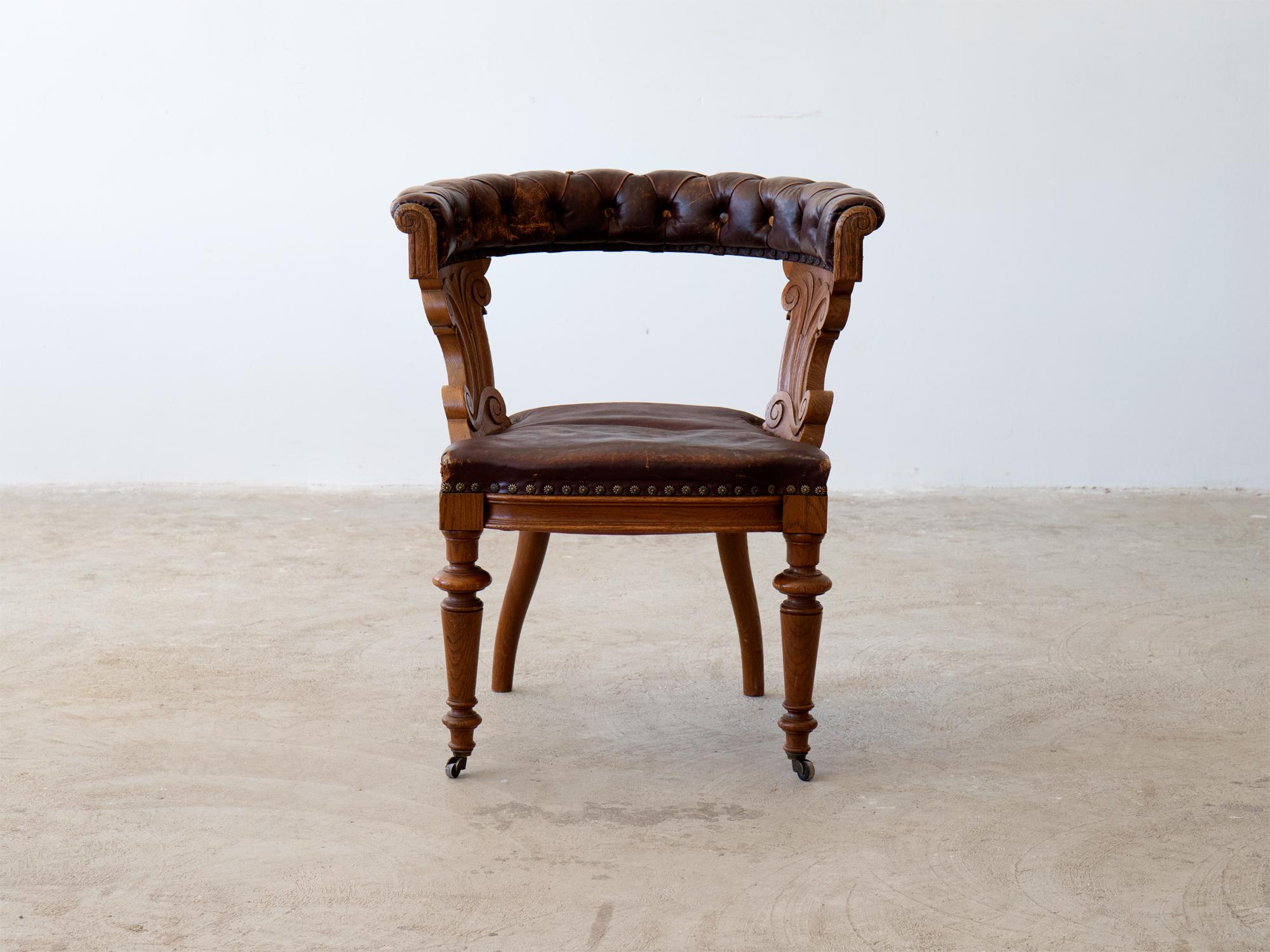 19th Century Swedish Barrel Back Desk Chair In Good Condition For Sale In Wembley, GB