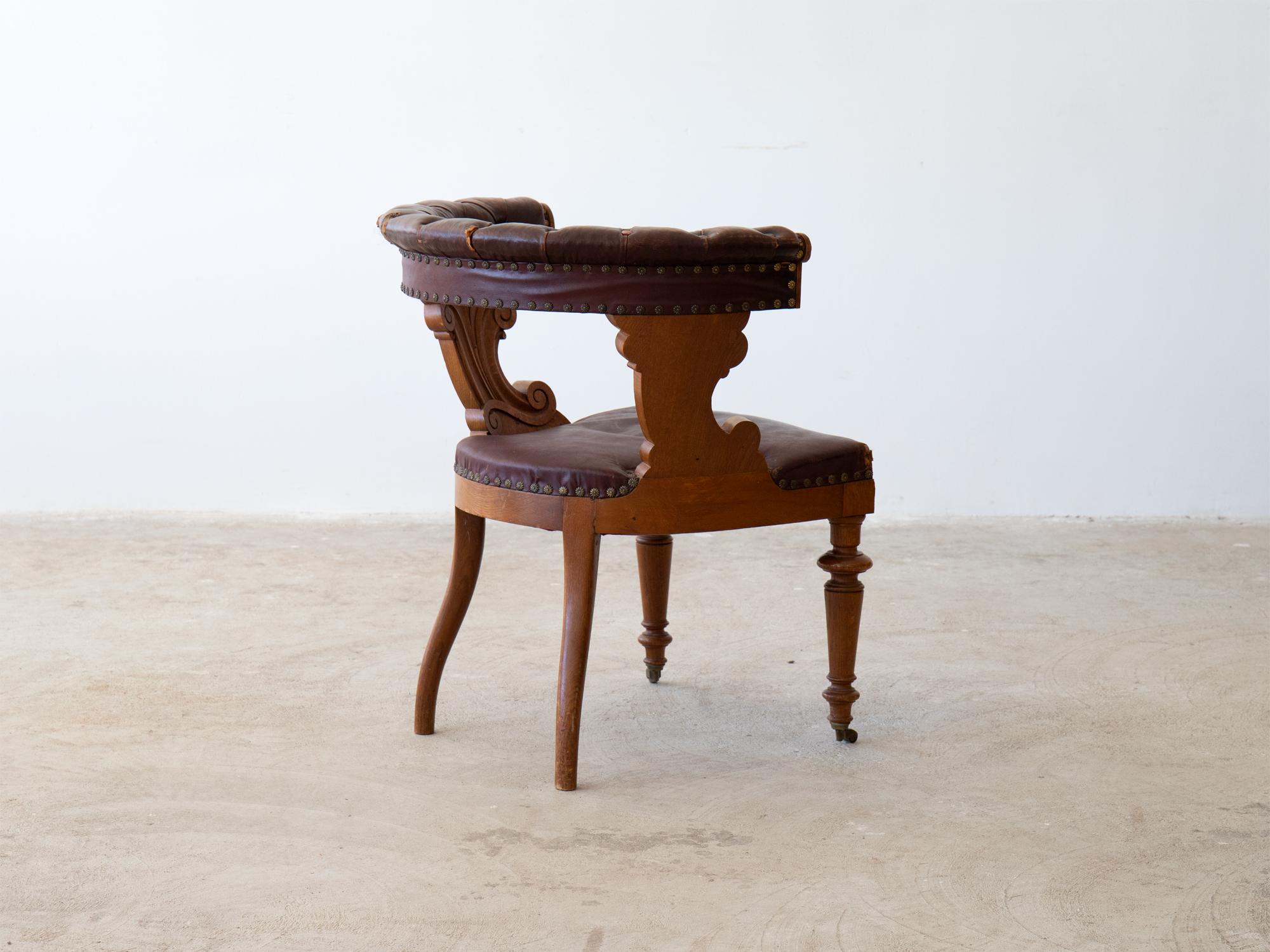 Late 19th Century 19th Century Swedish Barrel Back Desk Chair For Sale