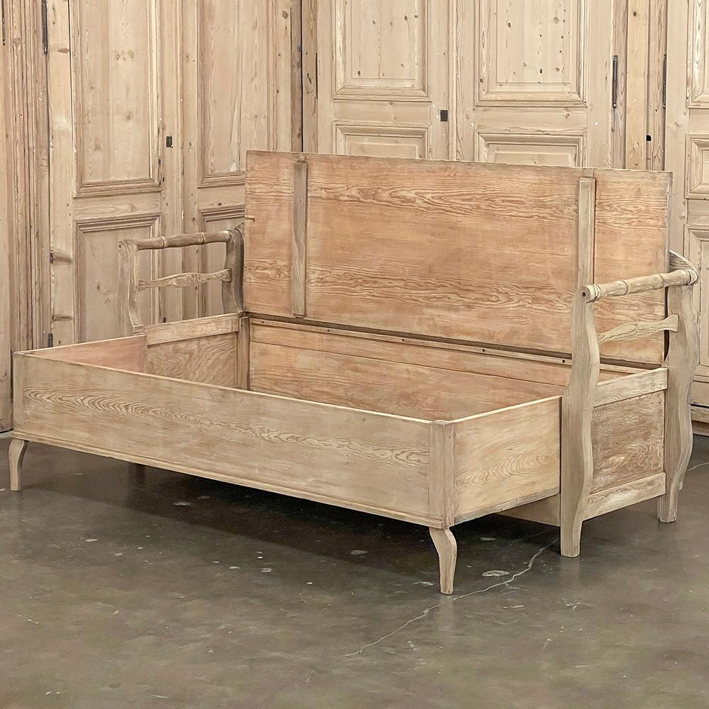 19th Century Swedish Bench ~ Trundle Bed in Stripped Pine 5