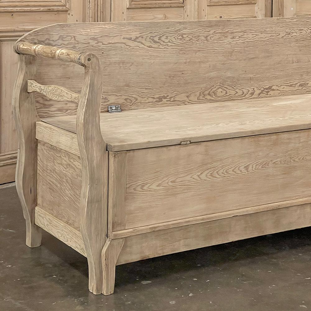 19th Century Swedish Bench ~ Trundle Bed in Stripped Pine 9