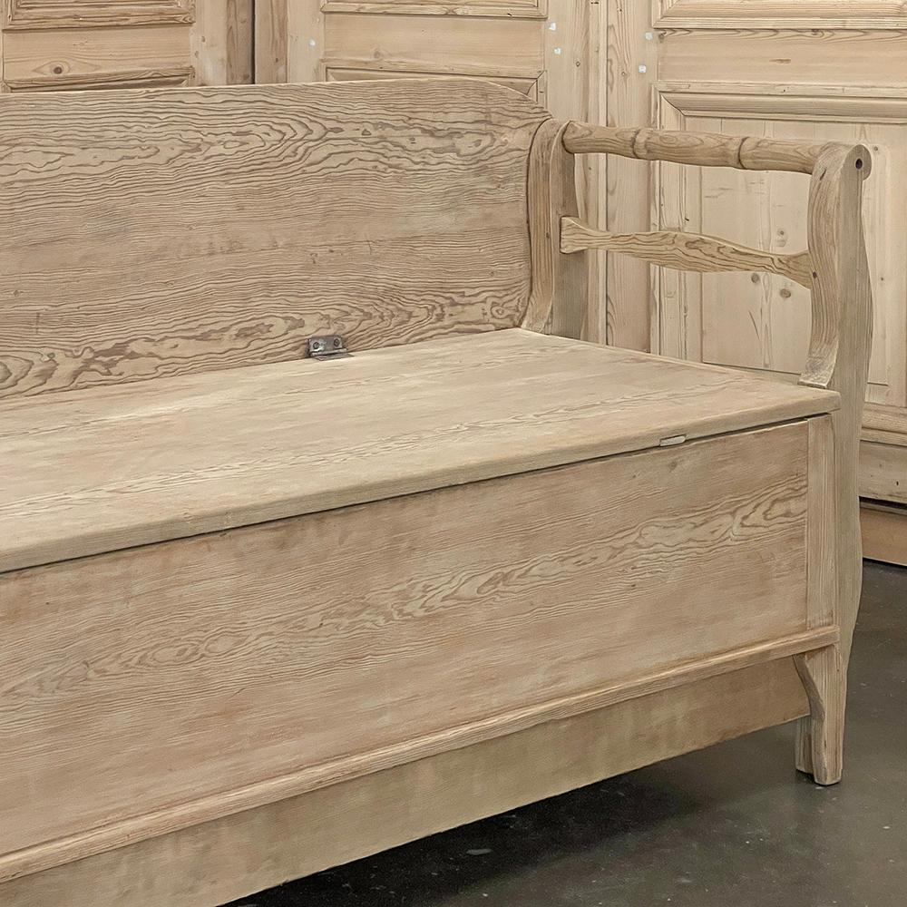 19th Century Swedish Bench ~ Trundle Bed in Stripped Pine 10