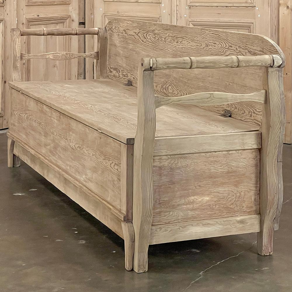 19th Century Swedish Bench ~ Trundle Bed in Stripped Pine 12