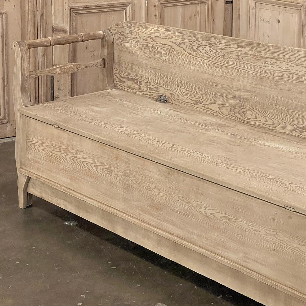 19th Century Swedish Bench ~ Trundle Bed in Stripped Pine 13