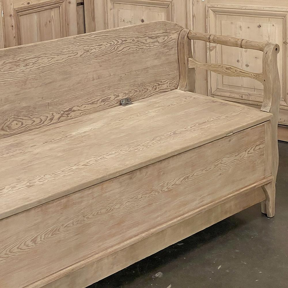 19th Century Swedish Bench ~ Trundle Bed in Stripped Pine 14