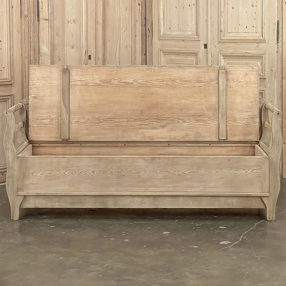 19th Century Swedish Bench ~ Trundle Bed in Stripped Pine 1