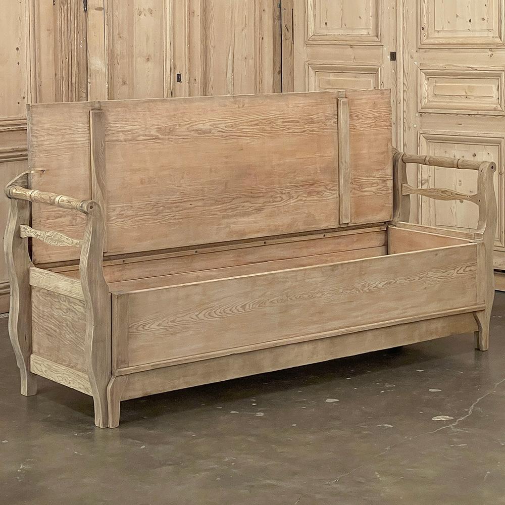 19th Century Swedish Bench ~ Trundle Bed in Stripped Pine 2