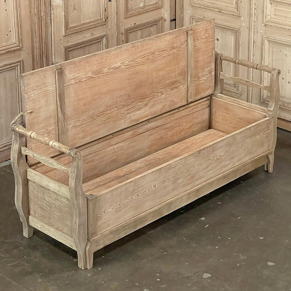 19th Century Swedish Bench ~ Trundle Bed in Stripped Pine 3