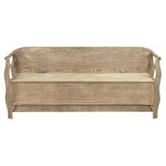 Antique 19th Century Swedish Bench ~ Trundle Bed in Stripped Pine