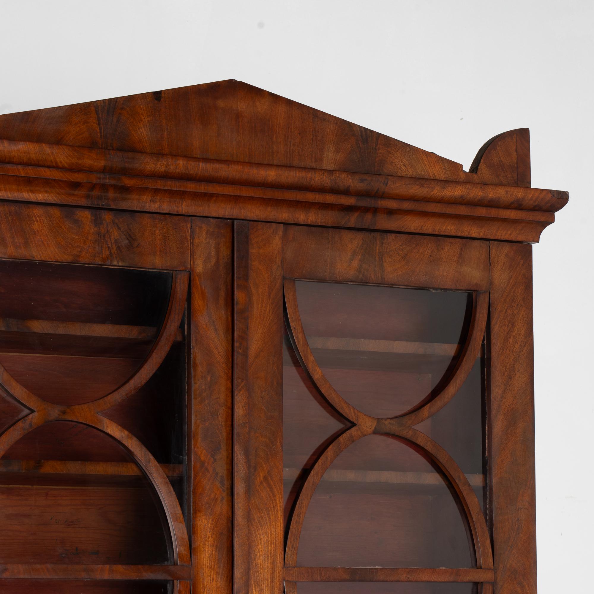 19th Century Swedish Biedermeier Narrow Mahogany Bookcase Display Cabinet 2
