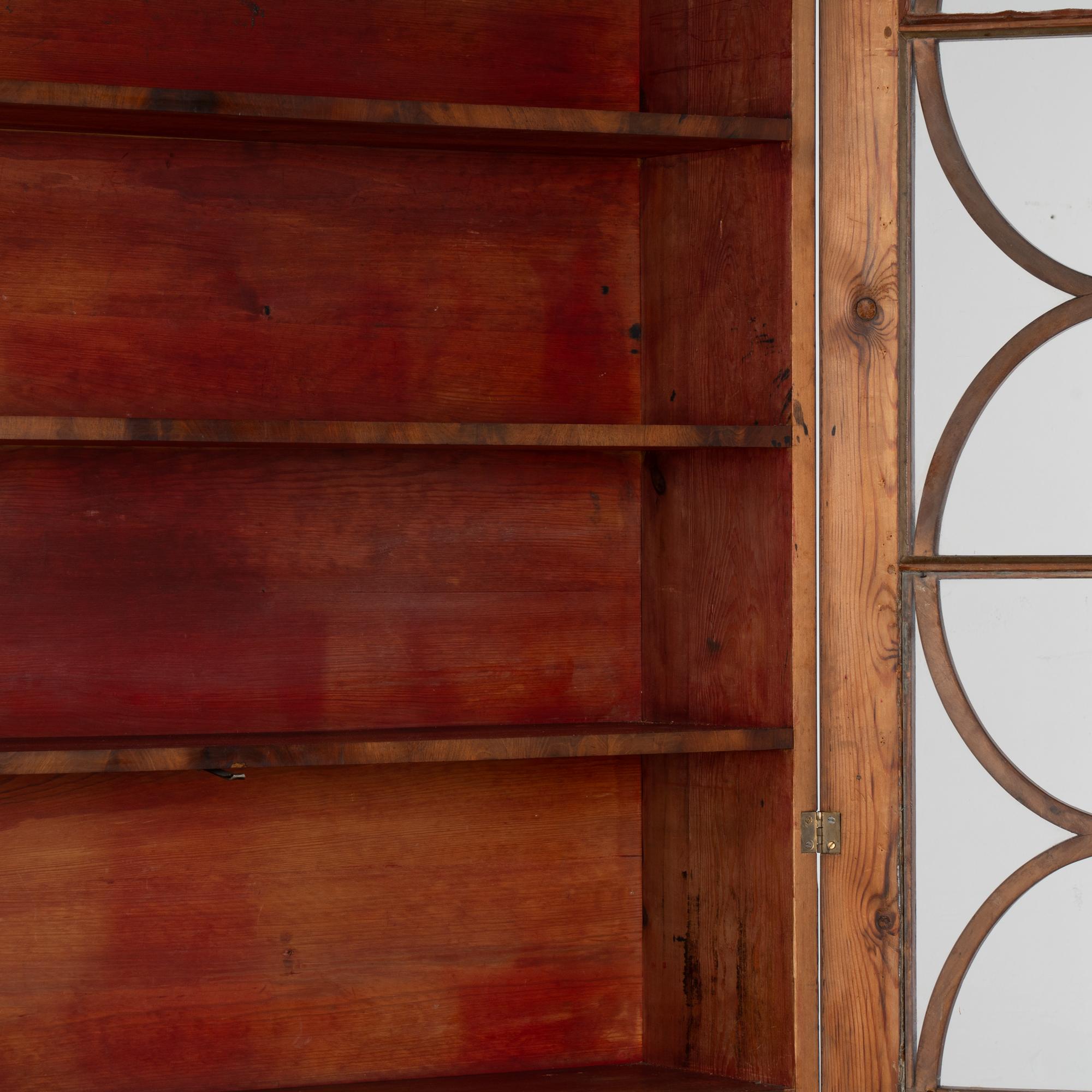 19th Century Swedish Biedermeier Narrow Mahogany Bookcase Display Cabinet 3