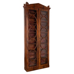 19th Century Swedish Biedermeier Narrow Mahogany Bookcase Display Cabinet