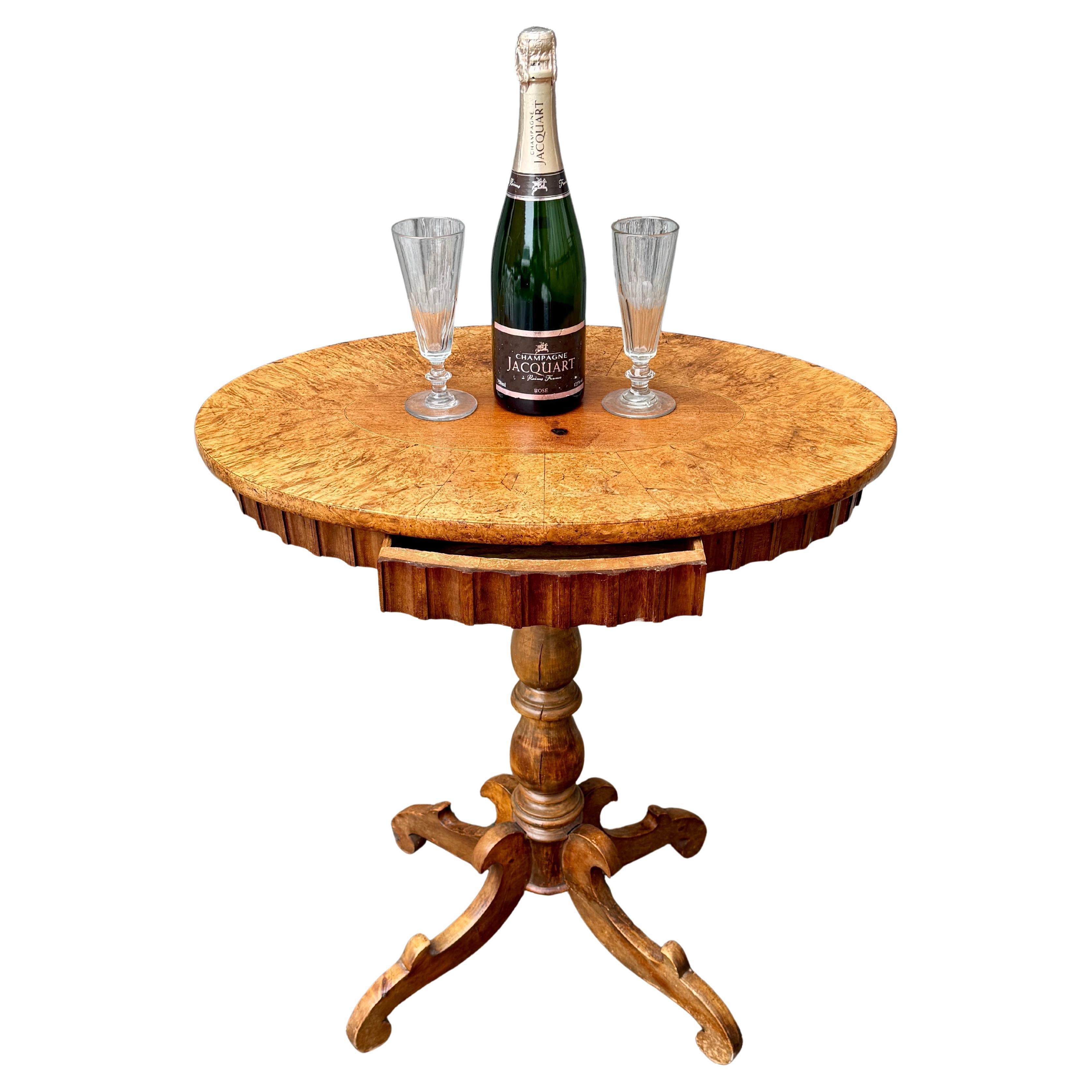 19th Century Swedish Biedermeier Oval Side Table in Alder Root
