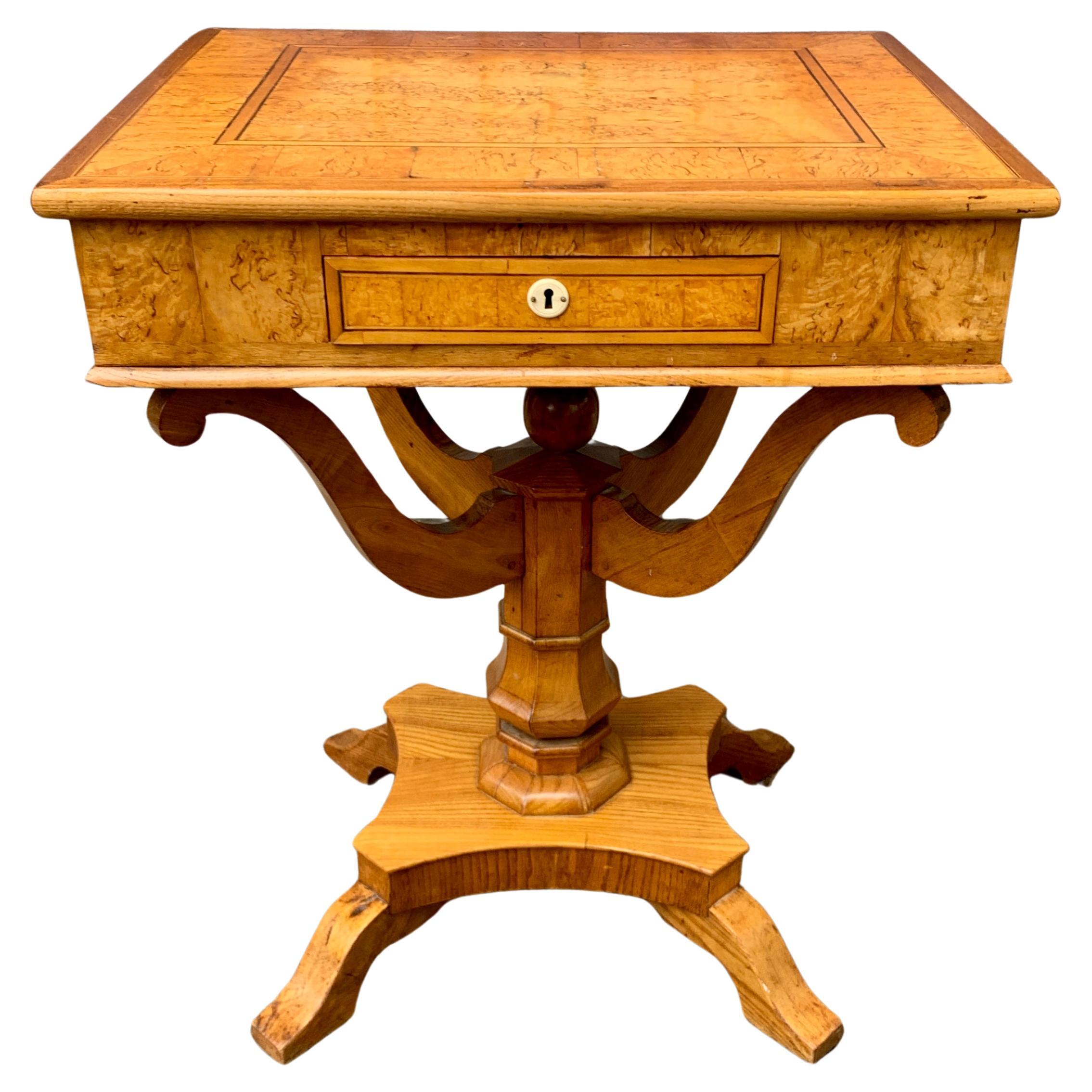 19th Century Swedish Biedermeier Side Table in Birch Wood For Sale