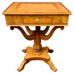 Antique 19th Century Swedish Biedermeier Side Table in Birch Wood