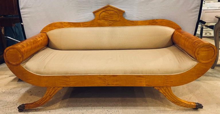 19th Century Swedish Biedermeier Sofa Settee in Birch Wood at 1stDibs