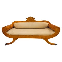 19th Century Swedish Biedermeier Sofa Settee in Birch Wood