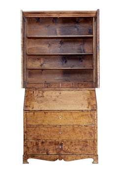 19th Century Swedish Birch Bureau Bookcase