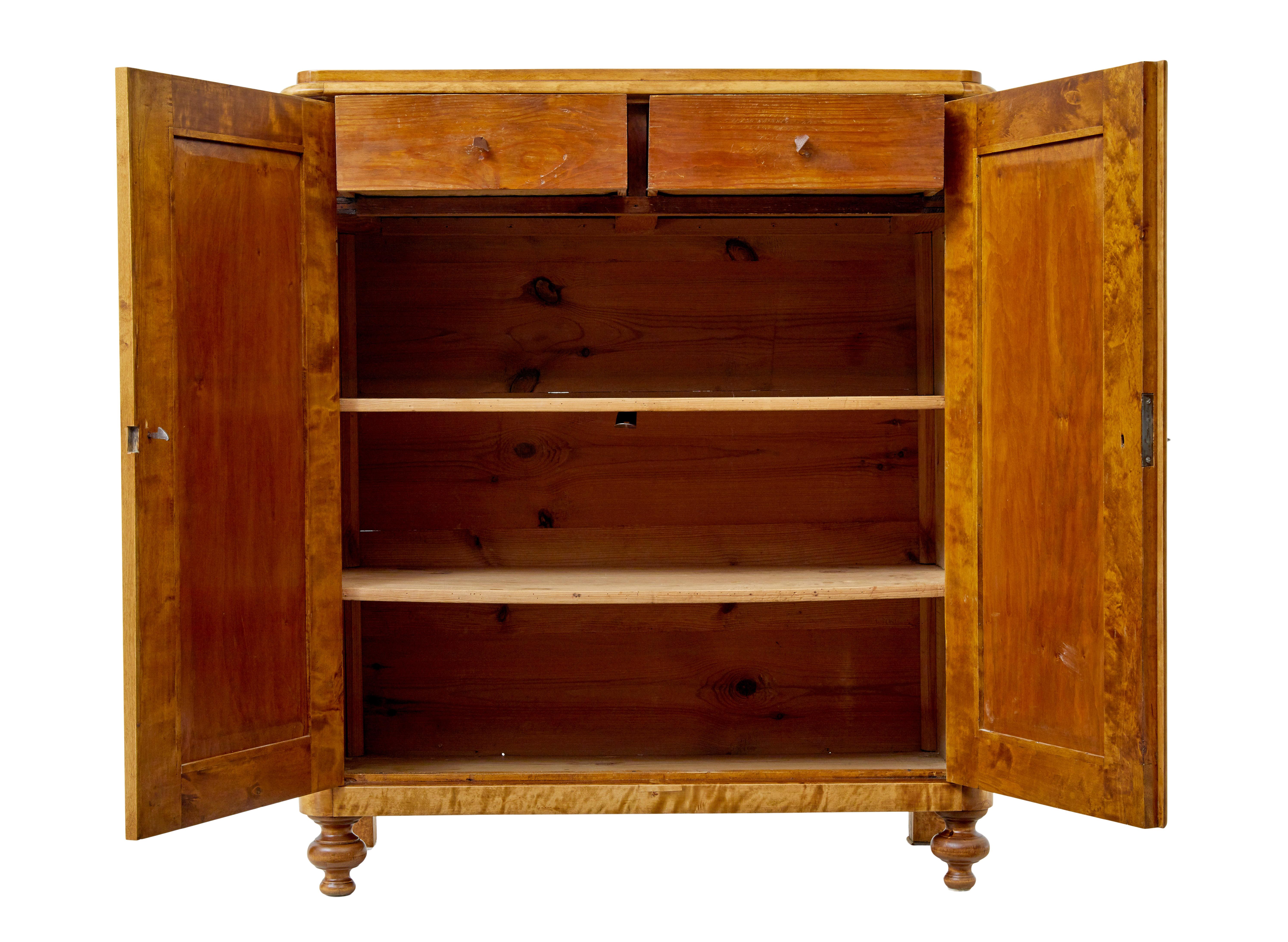 Gustavian 19th century Swedish birch fitted cupboard For Sale