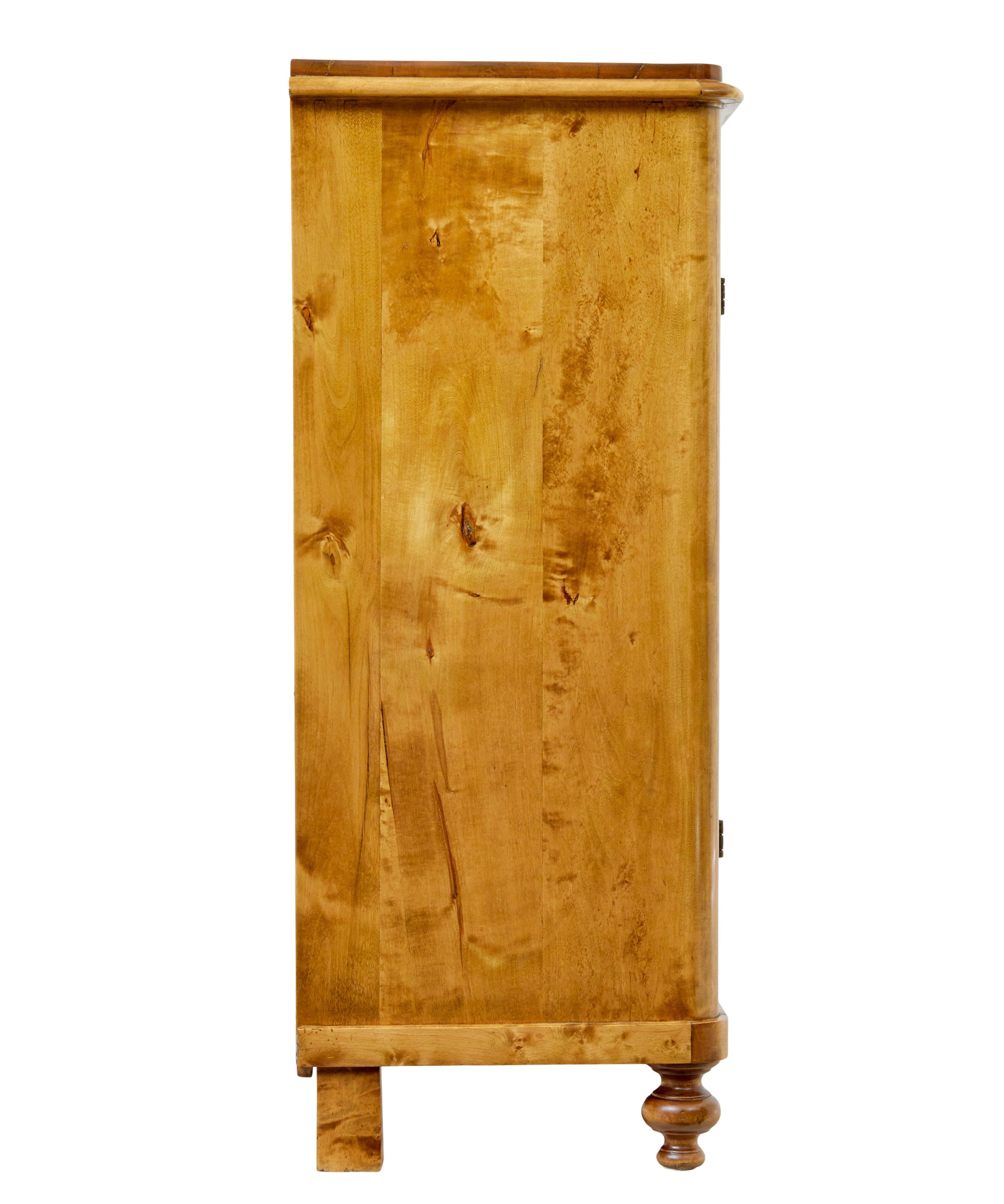Hand-Carved 19th century Swedish birch fitted cupboard For Sale