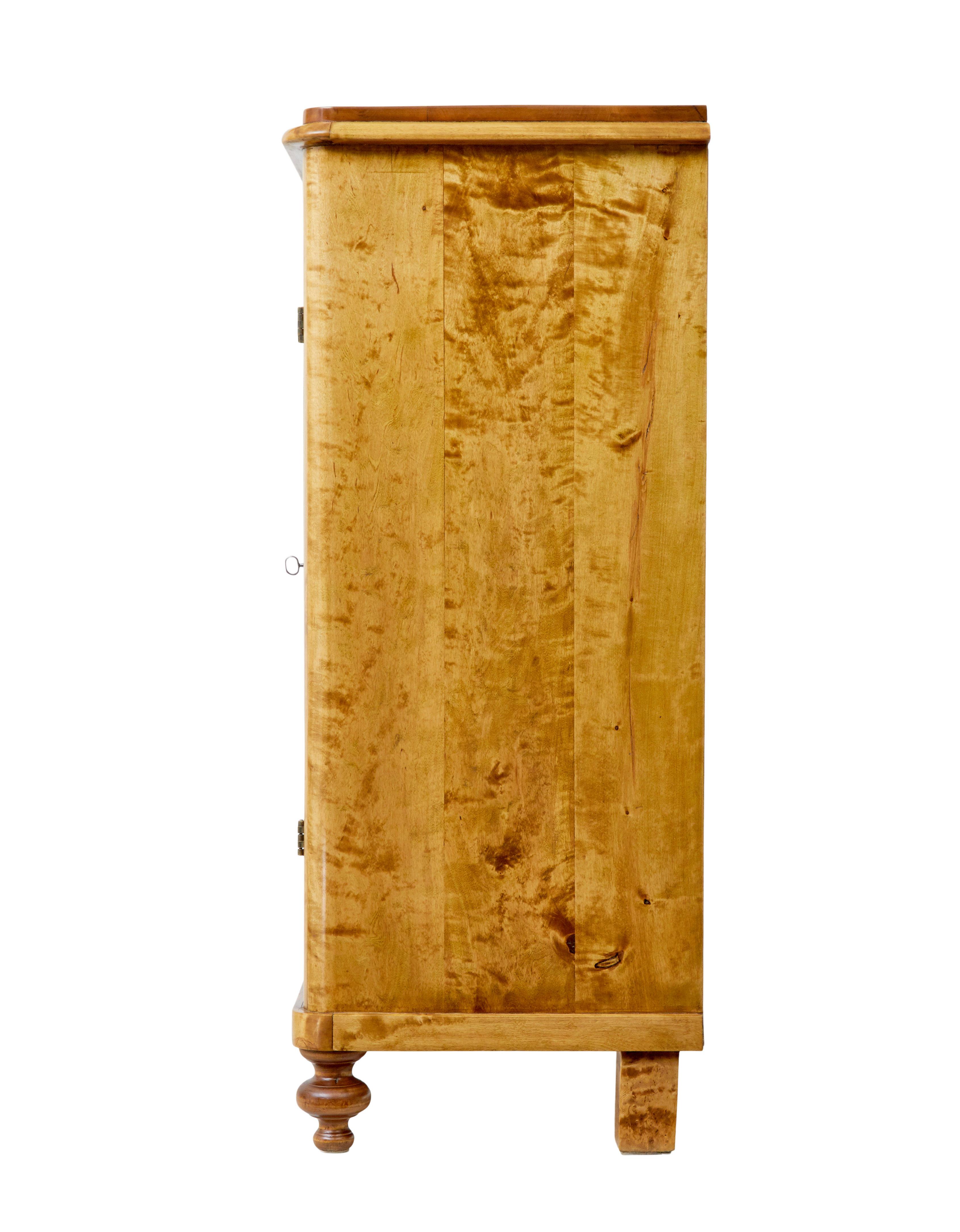 19th Century 19th century Swedish birch fitted cupboard For Sale