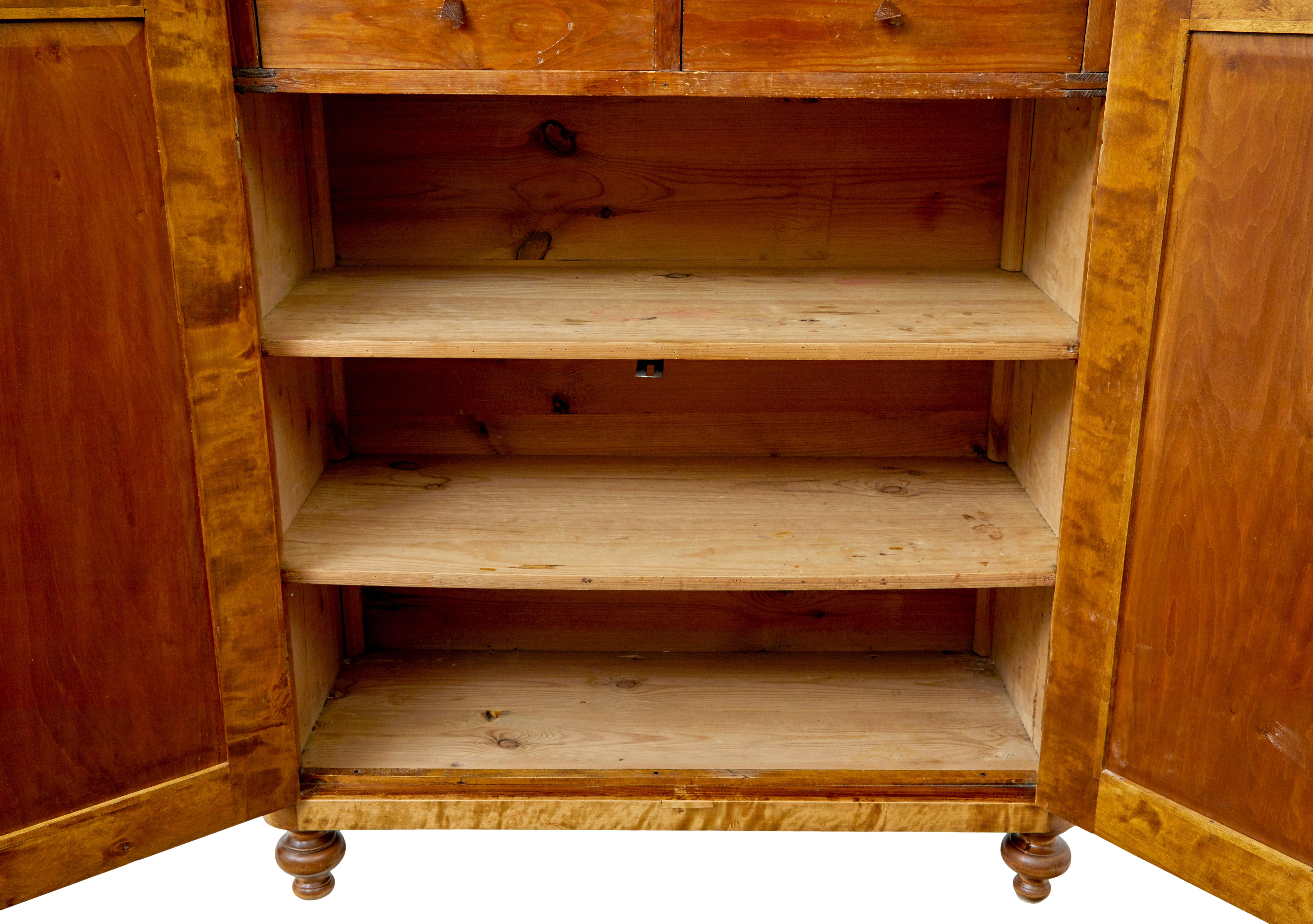 19th century Swedish birch fitted cupboard For Sale 1