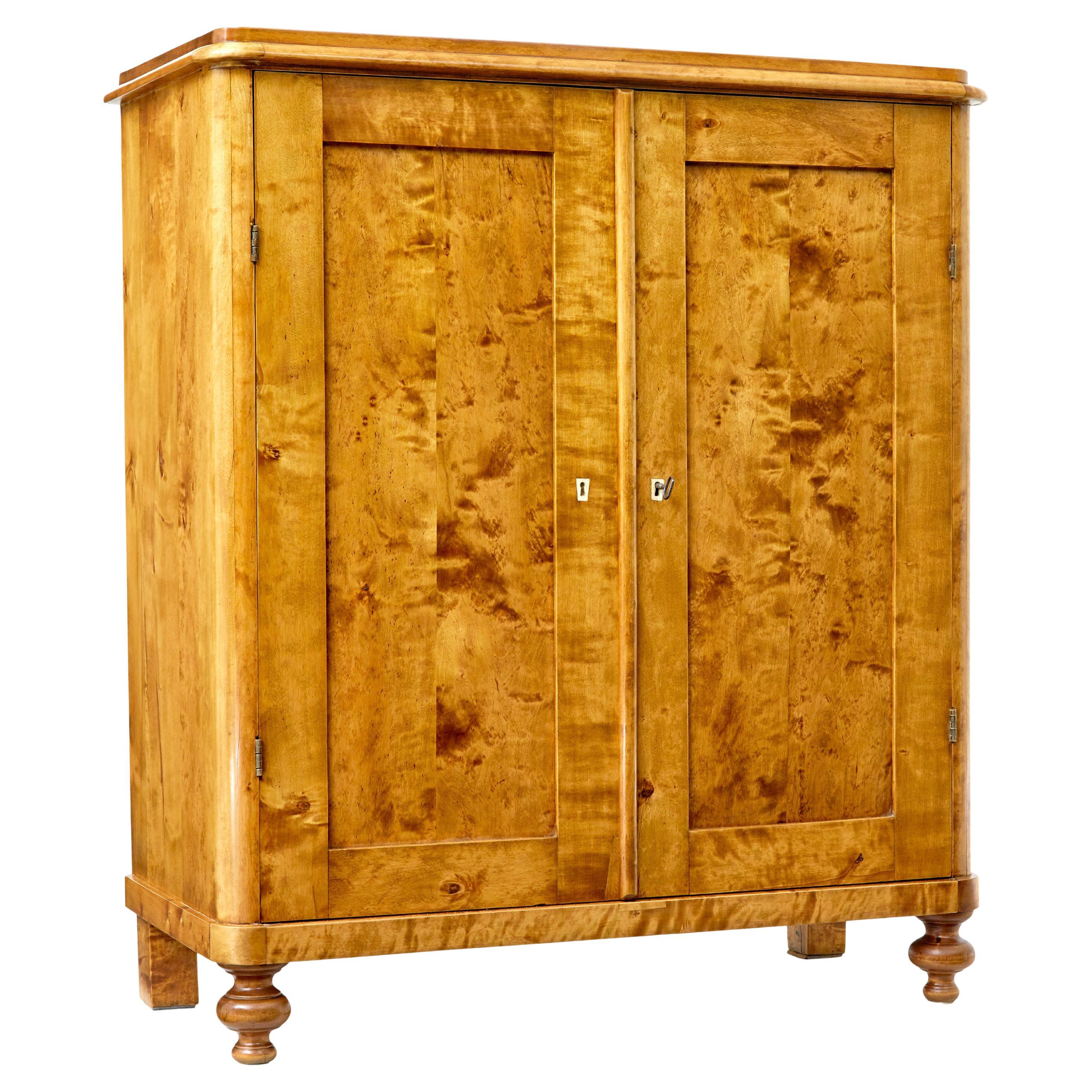 19th century Swedish birch fitted cupboard For Sale