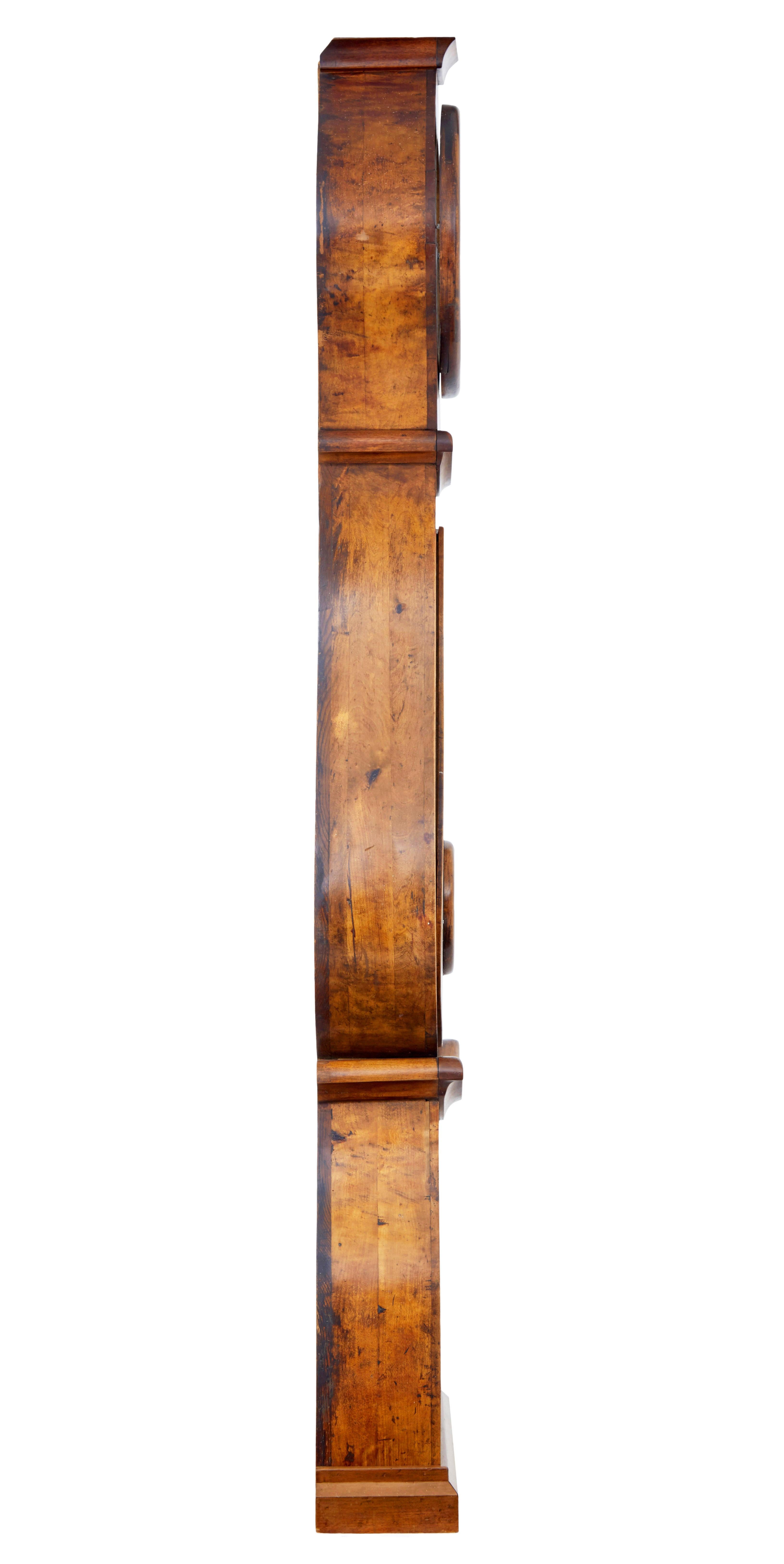 Hand-Carved 19th century Swedish birch long case mora clock For Sale