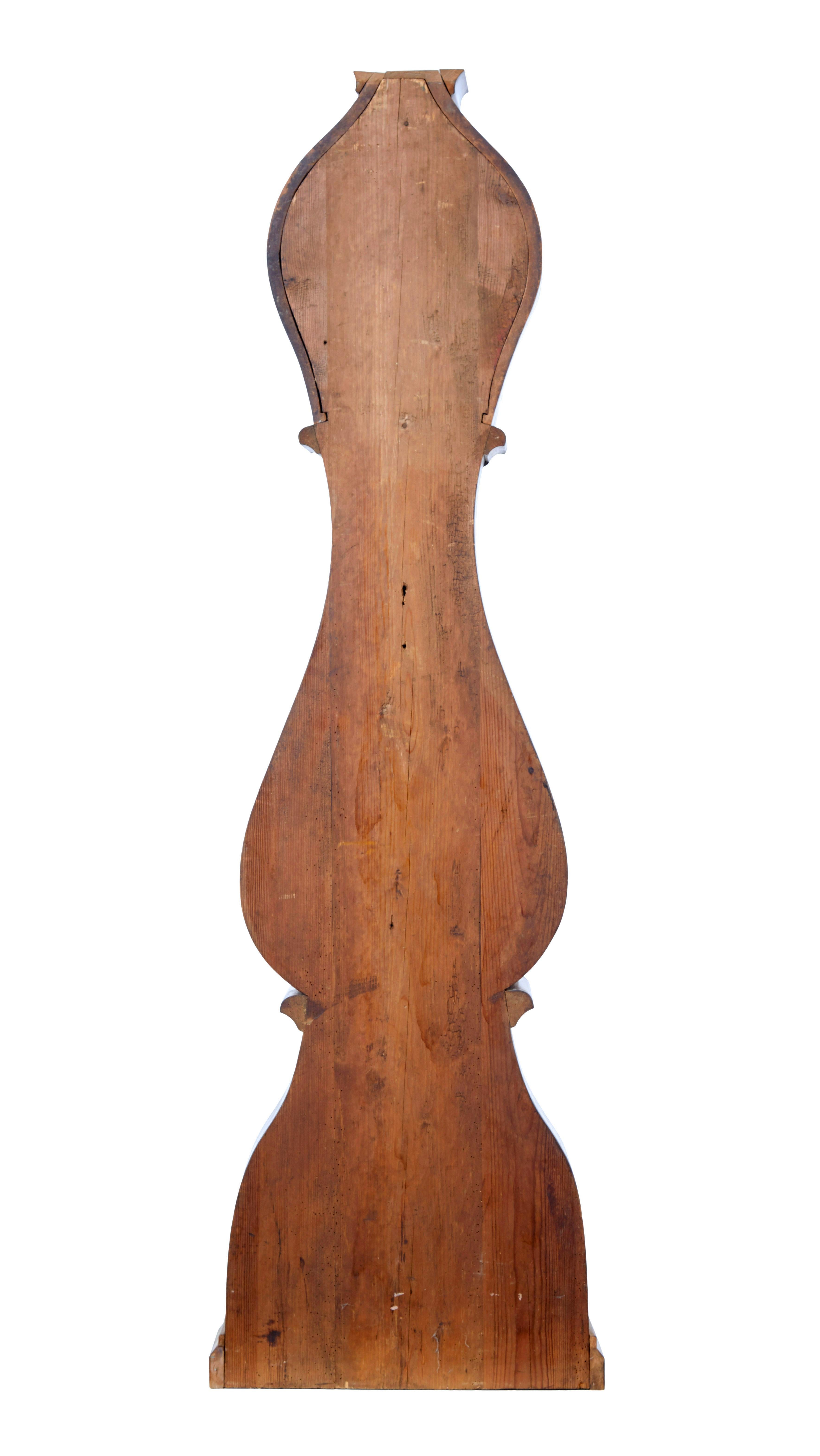 19th century Swedish birch long case mora clock In Good Condition For Sale In Debenham, Suffolk