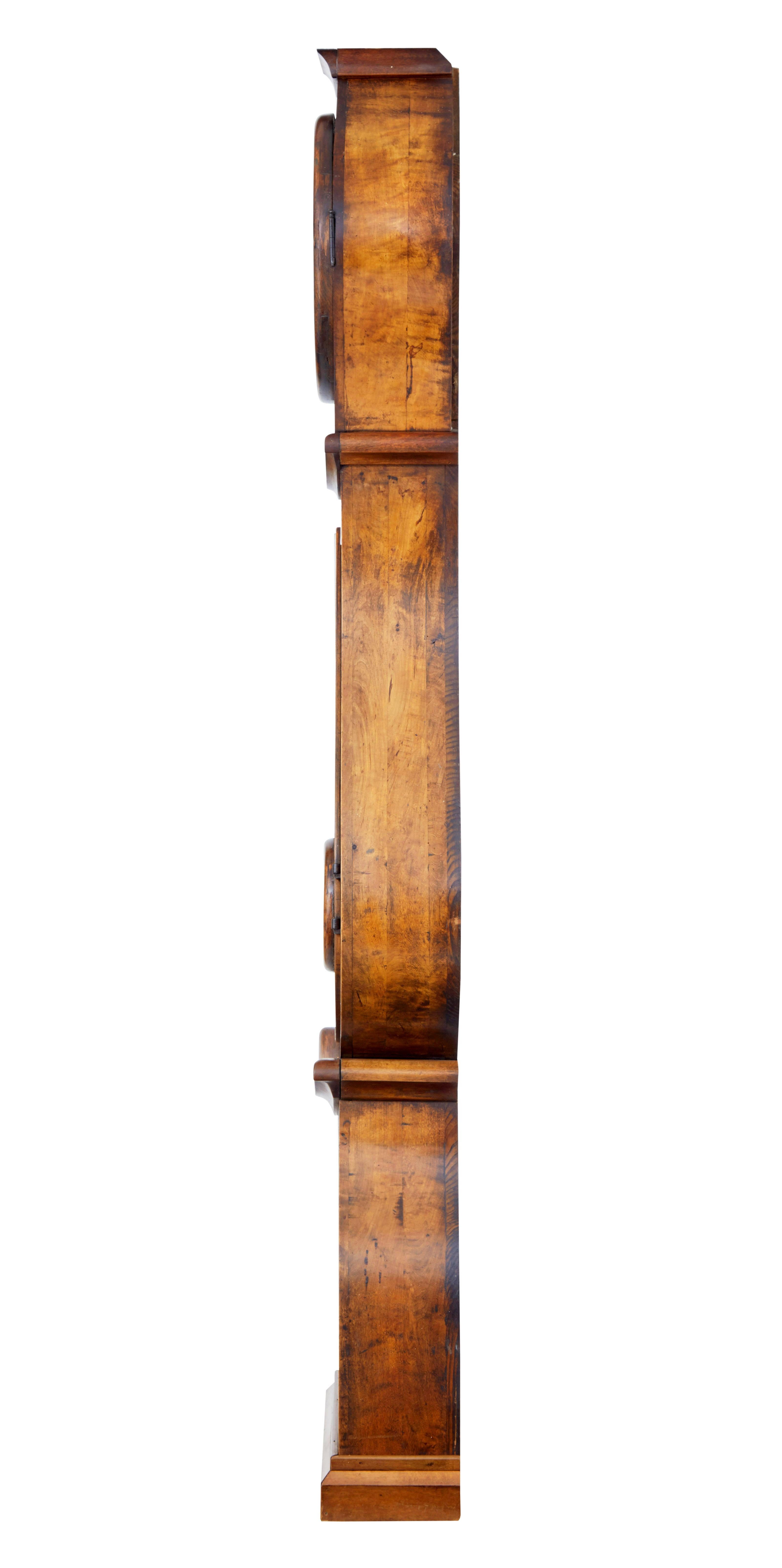 19th Century 19th century Swedish birch long case mora clock For Sale
