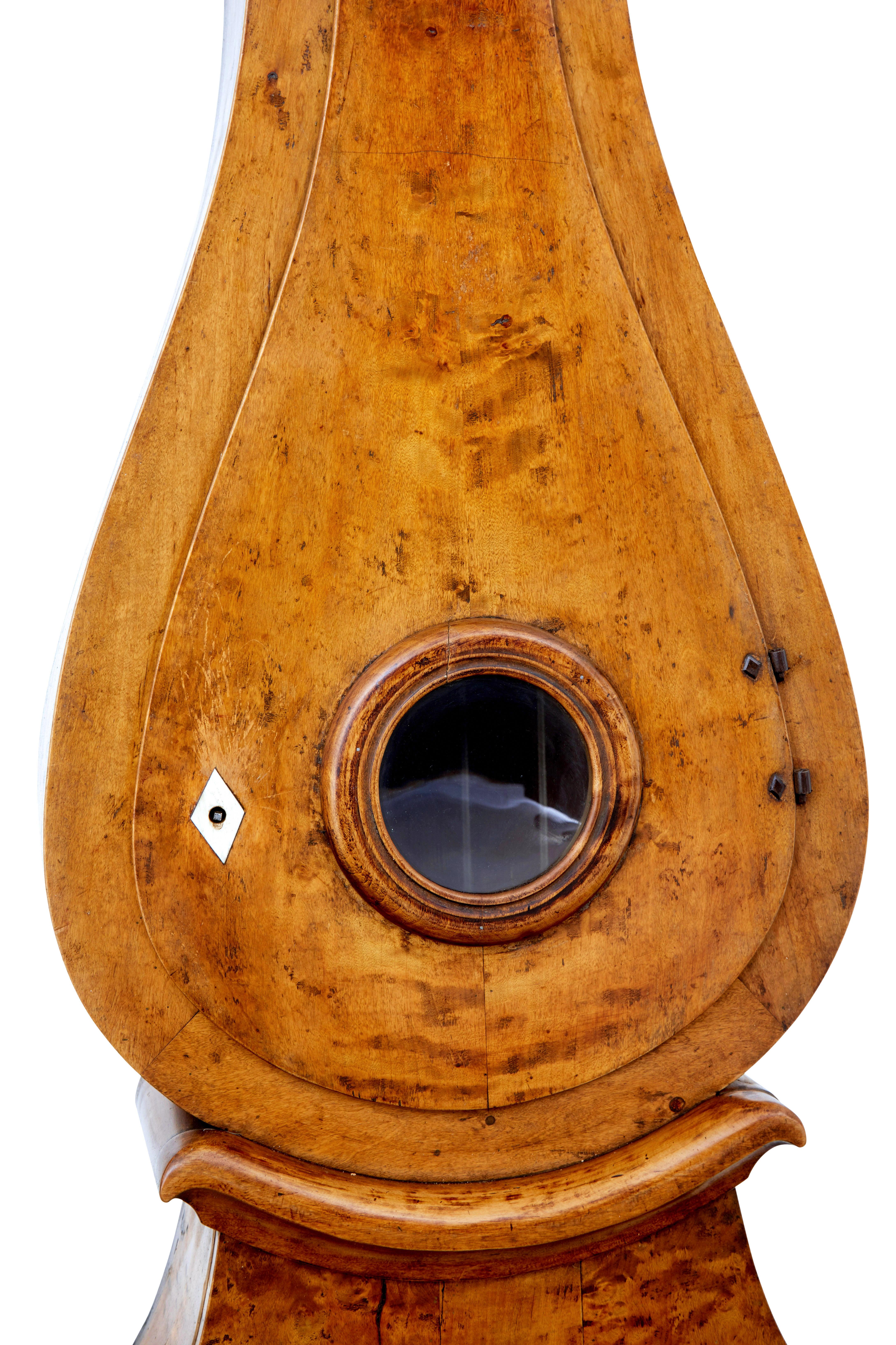 Metal 19th century Swedish birch long case mora clock For Sale