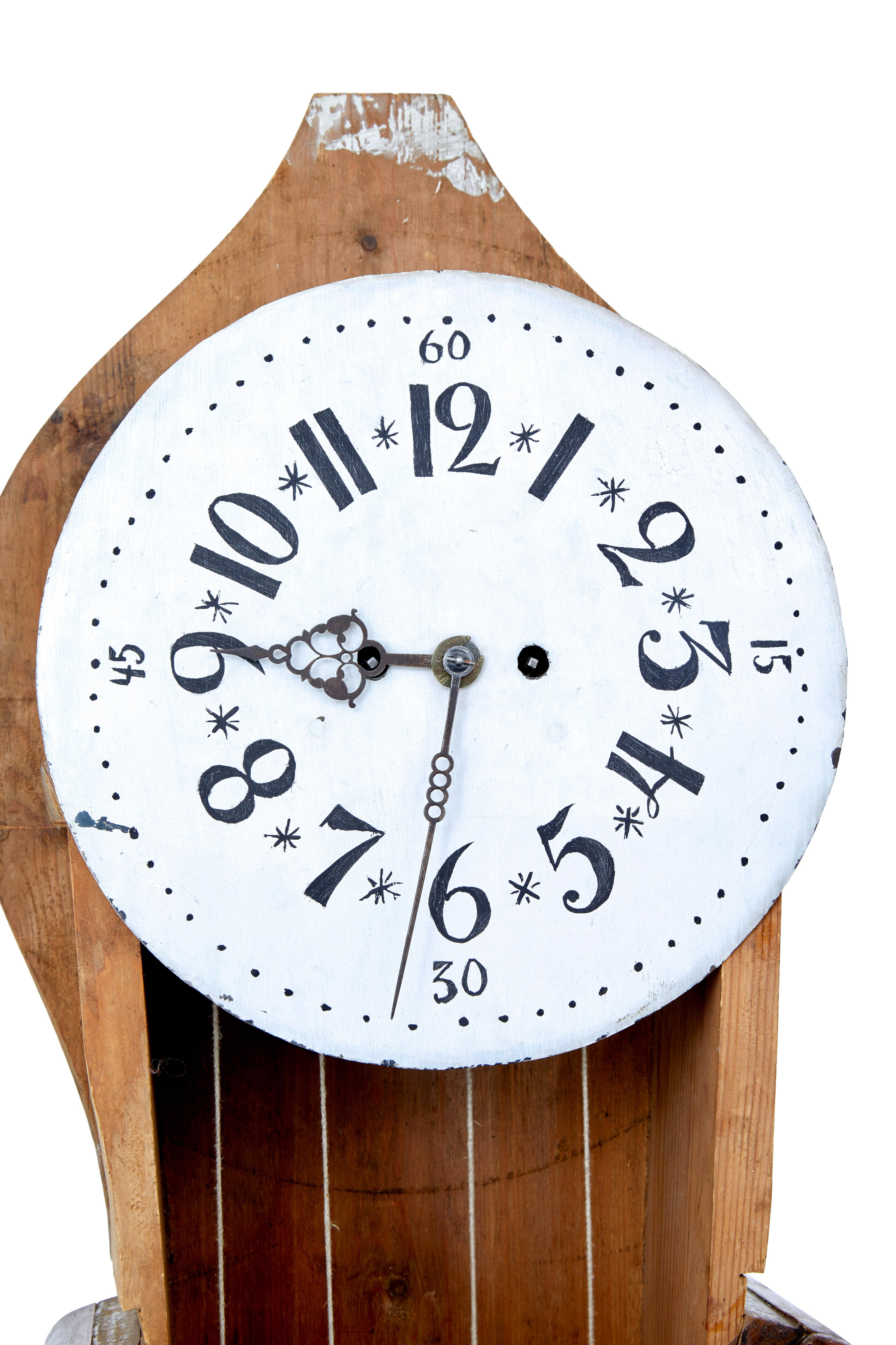 19th century Swedish birch long case mora clock For Sale 1