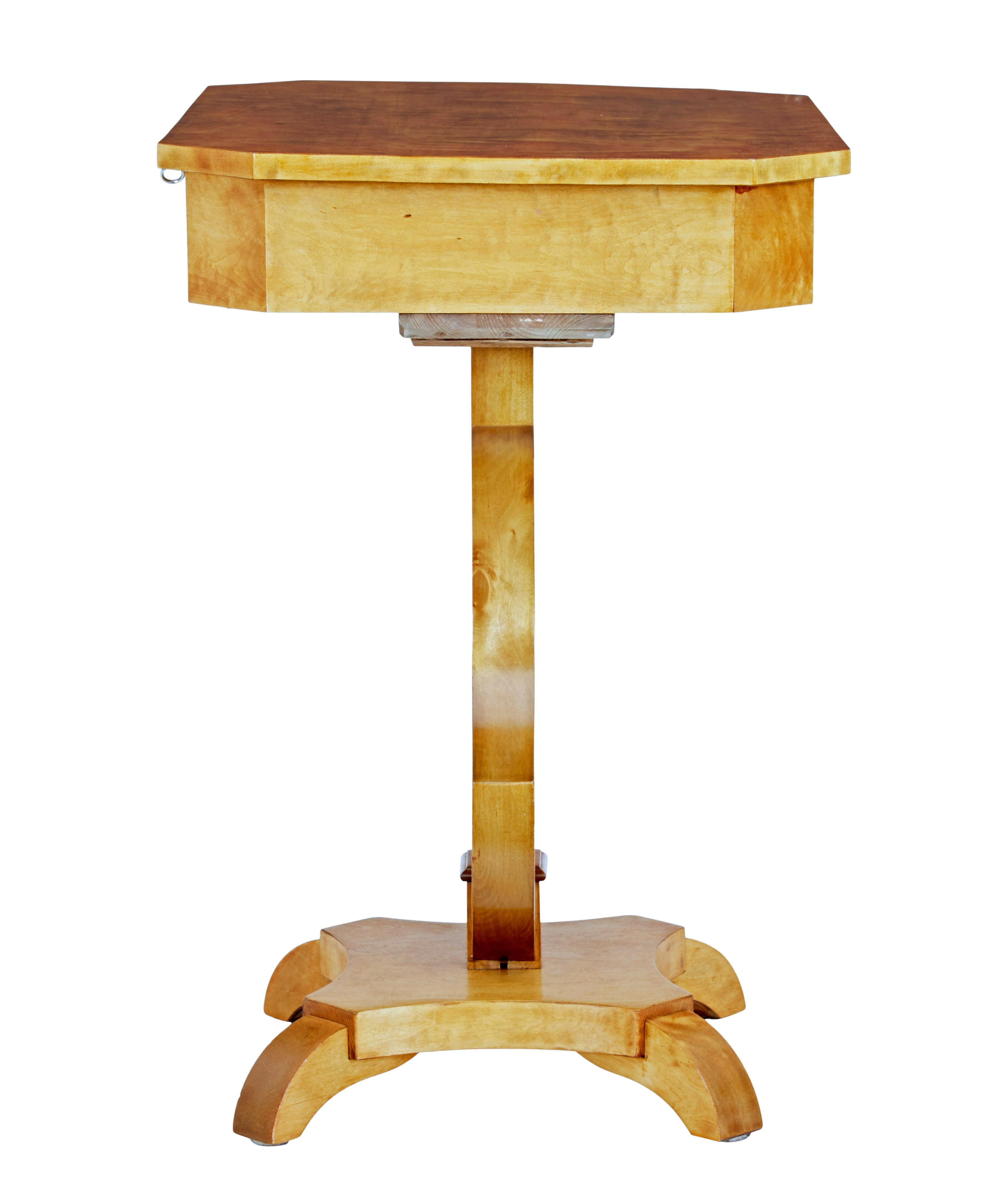 Carved 19th century Swedish birch lyre shaped occasional table For Sale