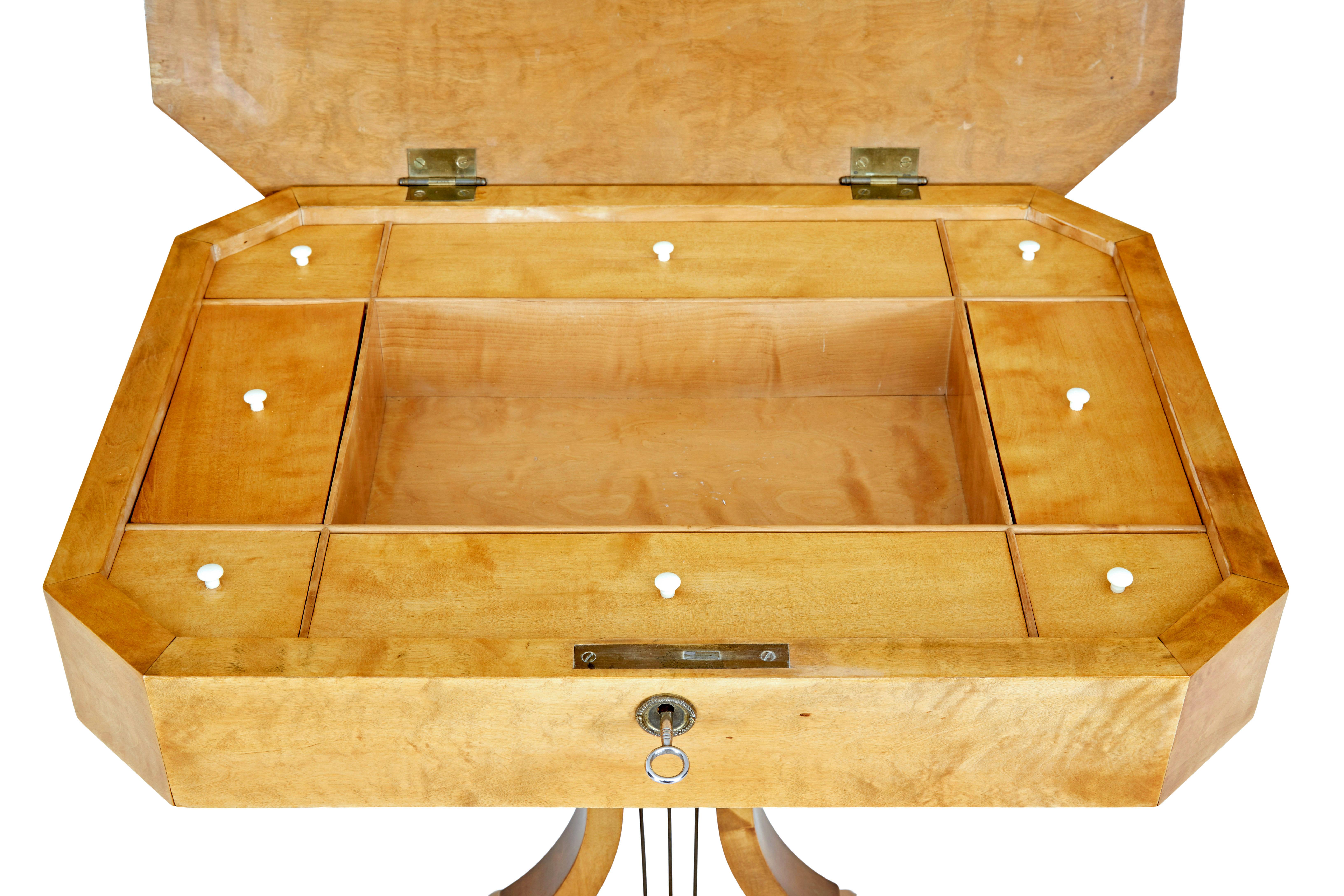19th century Swedish birch lyre shaped occasional table For Sale 1