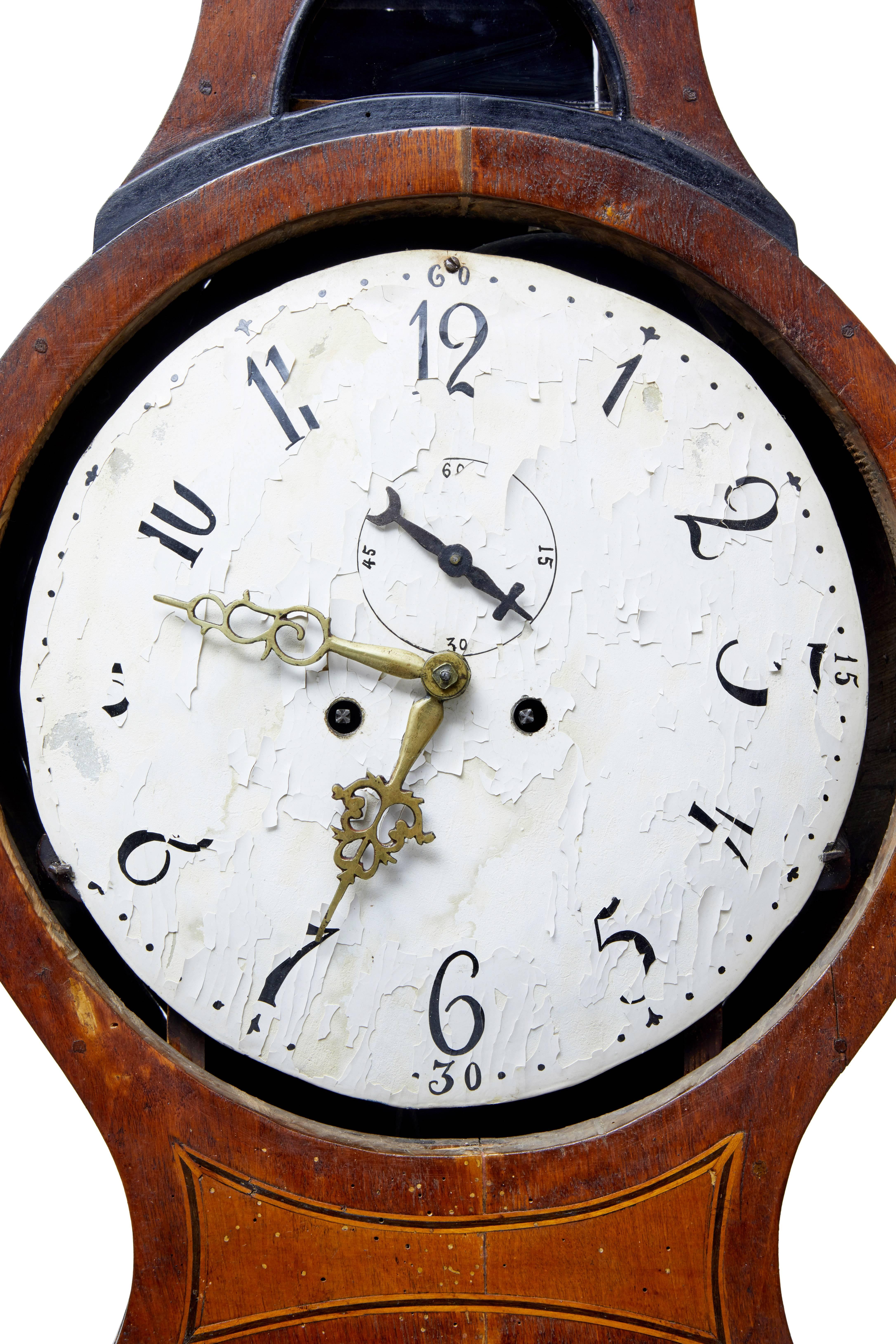 Baroque 19th Century Swedish Birch Mora Long Case Clock