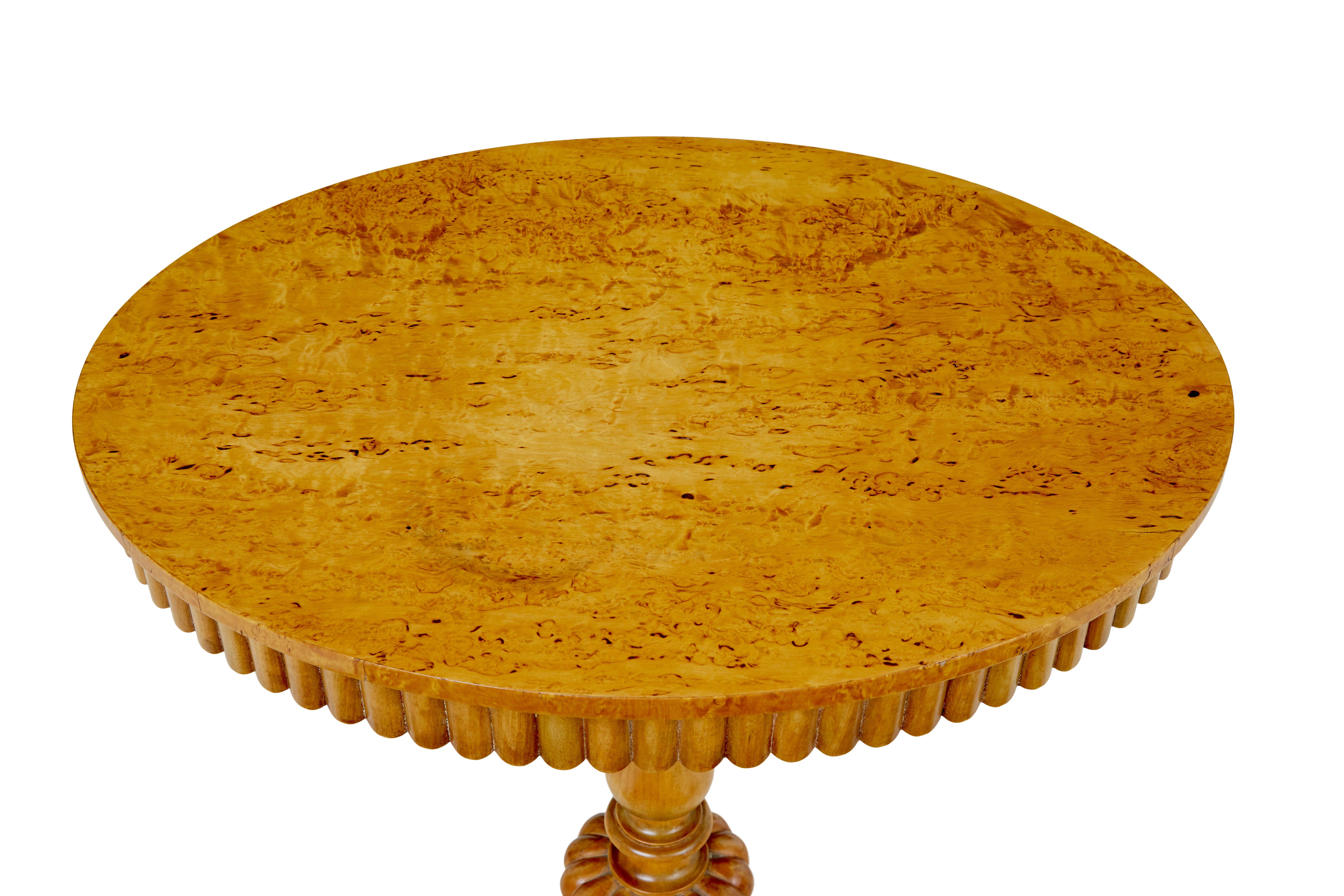 Carved 19th century Swedish birch oval occasional table For Sale