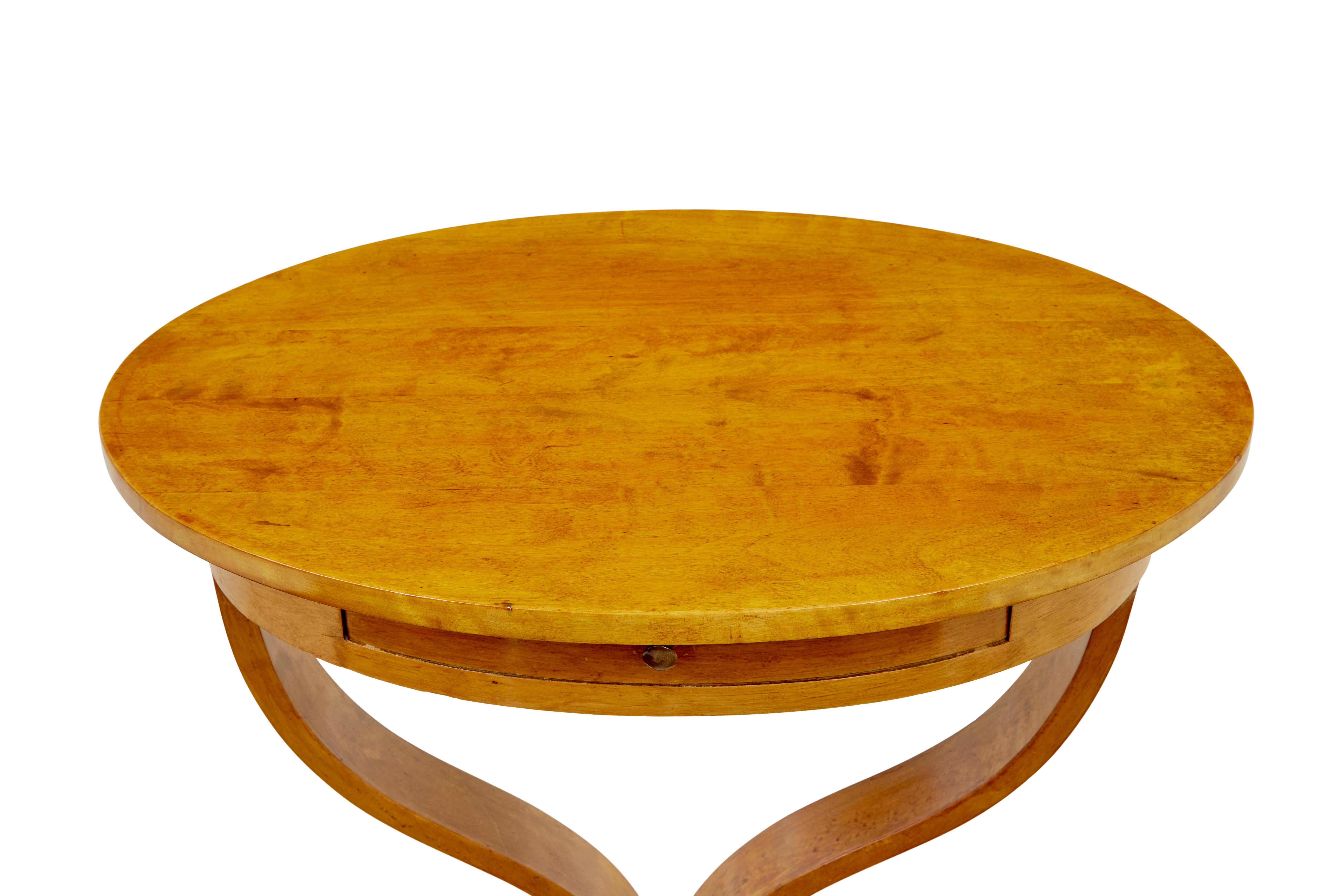 19th century Swedish birch oval side table For Sale at 1stDibs
