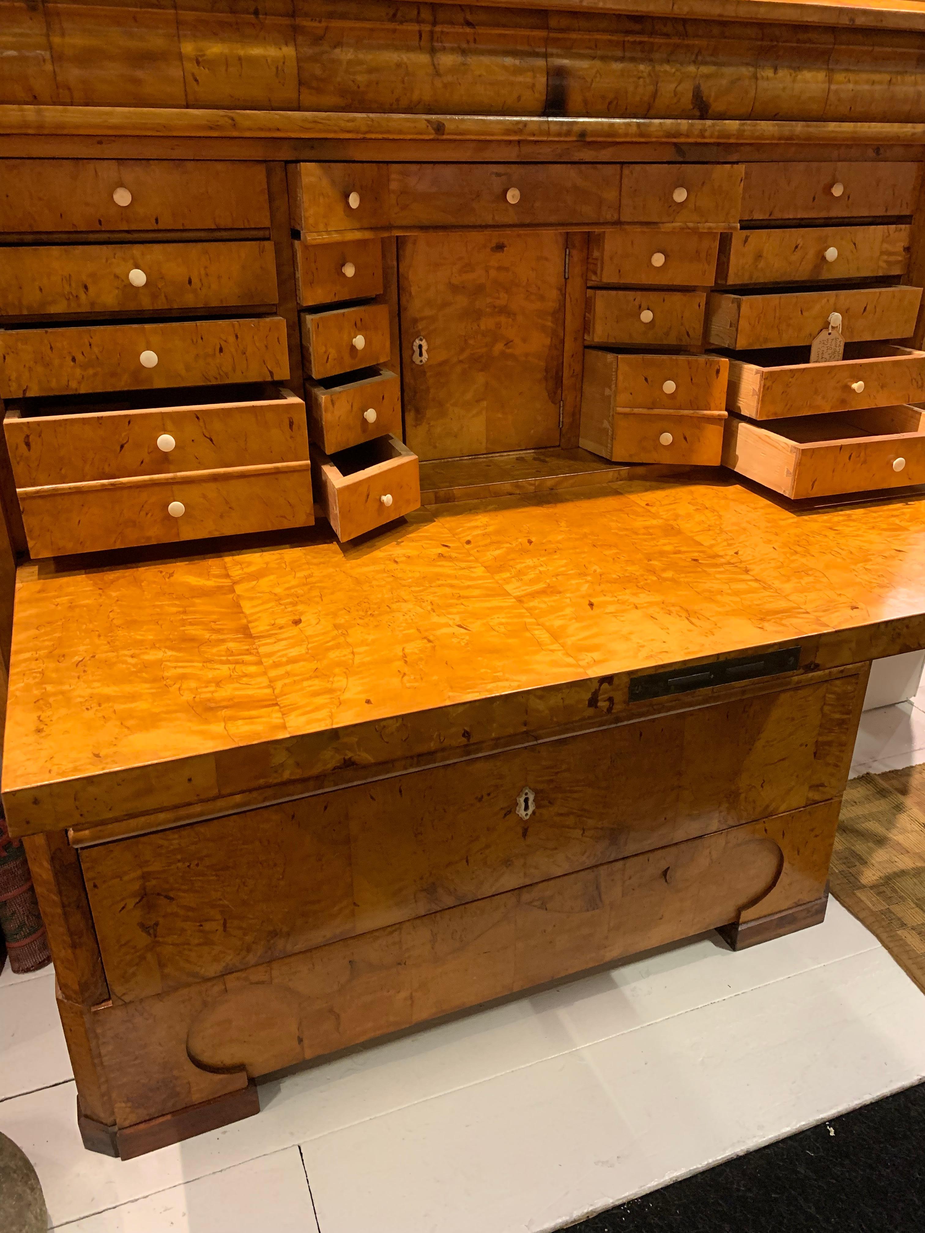 19th Century Swedish Birch Secretaire, Secret Compartments Style of Karl Johan 3