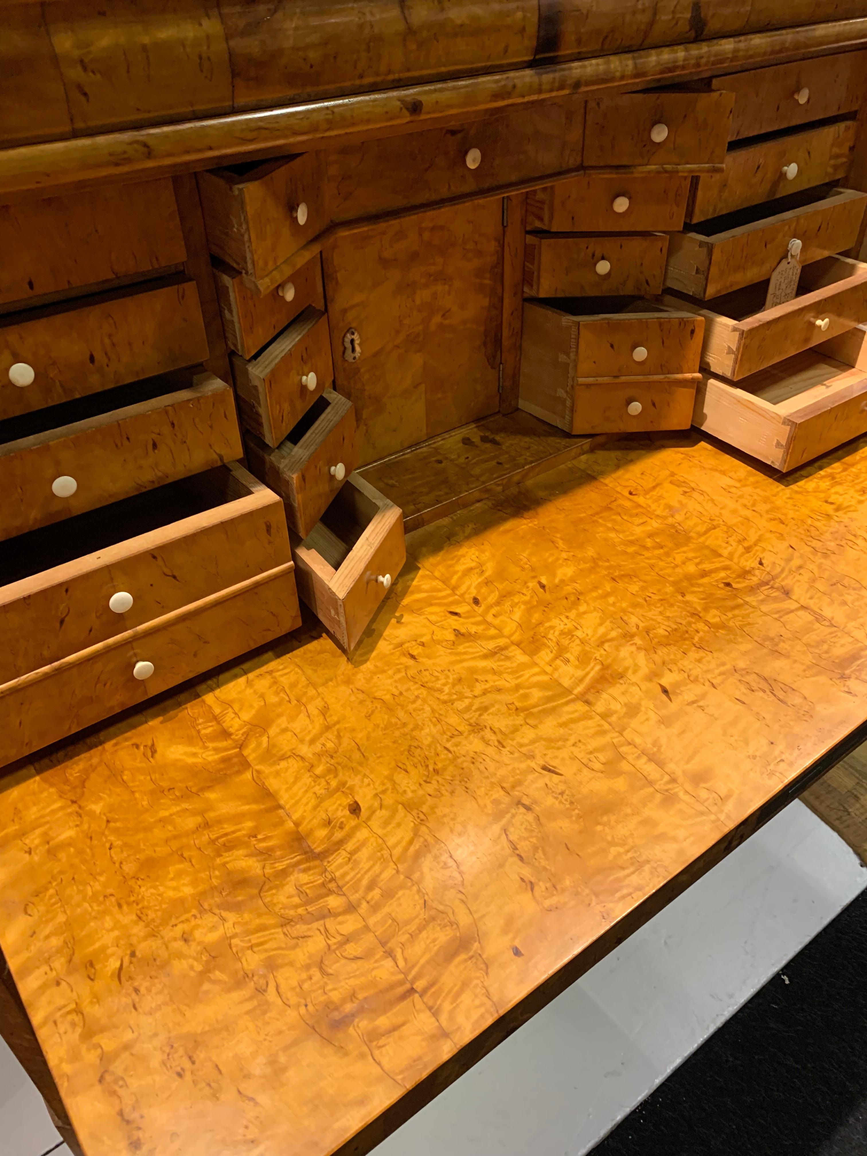 19th Century Swedish Birch Secretaire, Secret Compartments Style of Karl Johan 4