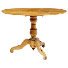 19th Century Swedish Birch Tilt Top Oval Table