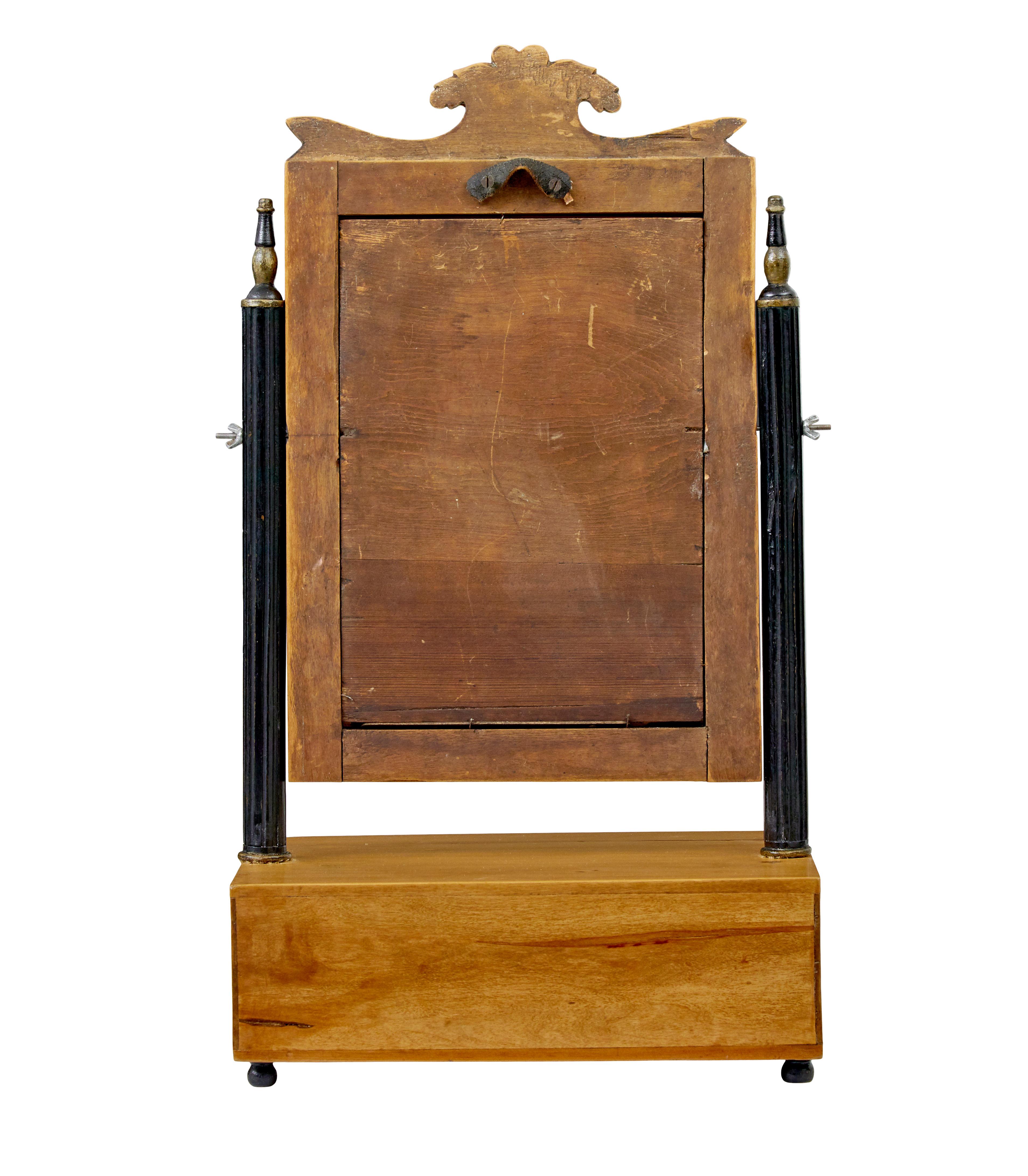 Biedermeier 19th century Swedish birch vanity mirror For Sale