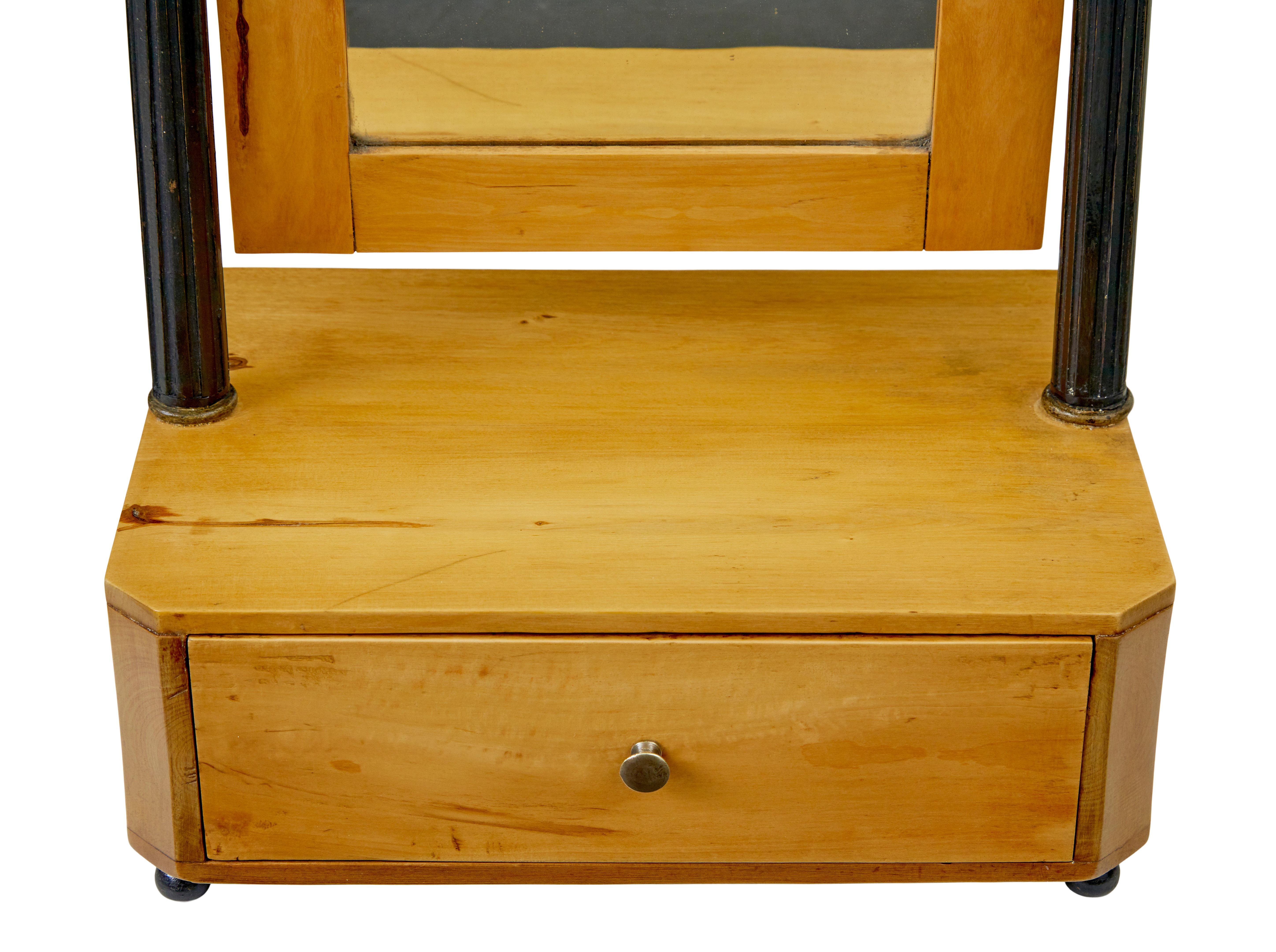 19th century Swedish birch vanity mirror In Good Condition For Sale In Debenham, Suffolk