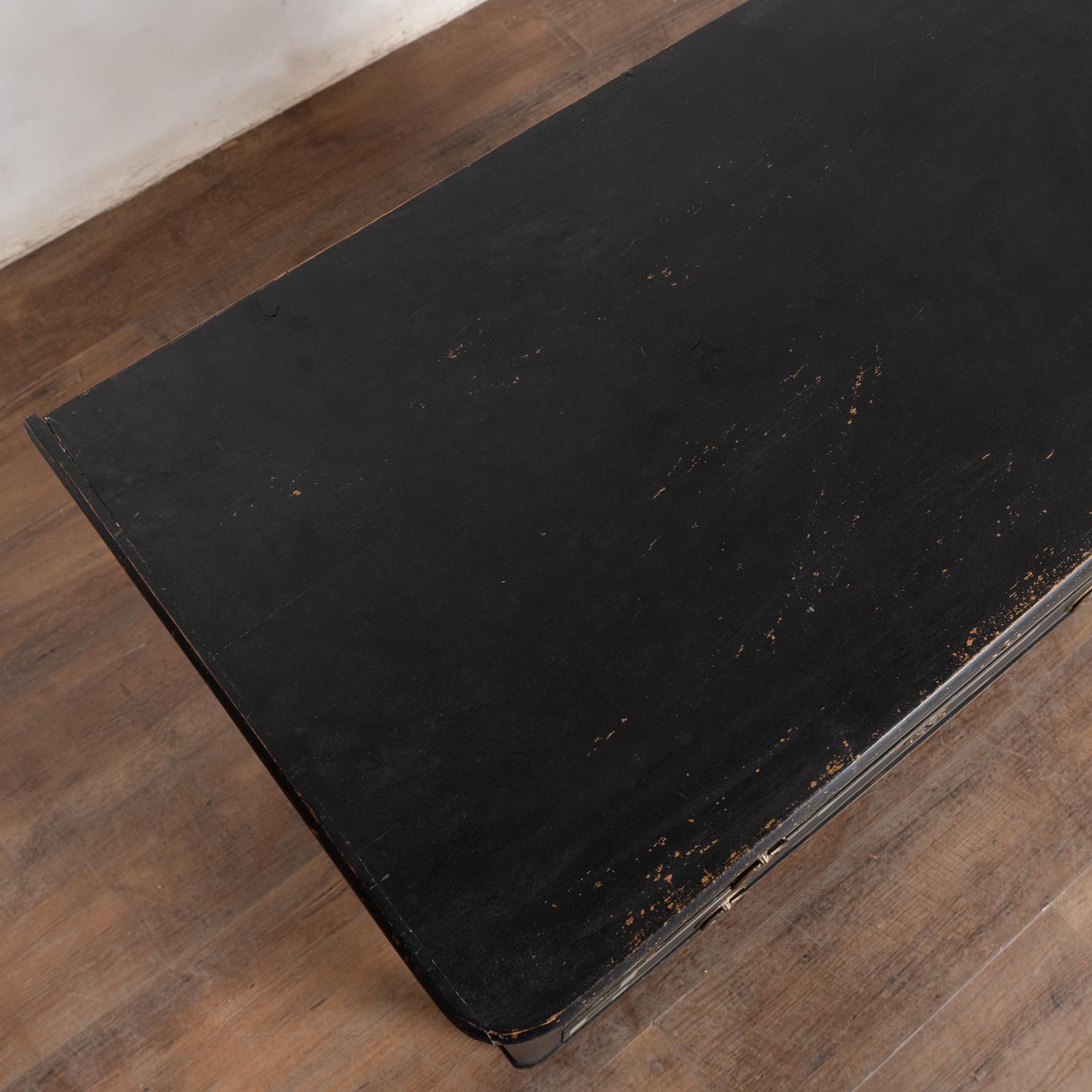 Pine 19th Century Swedish Black Chest of Three Drawers with Greek Key For Sale
