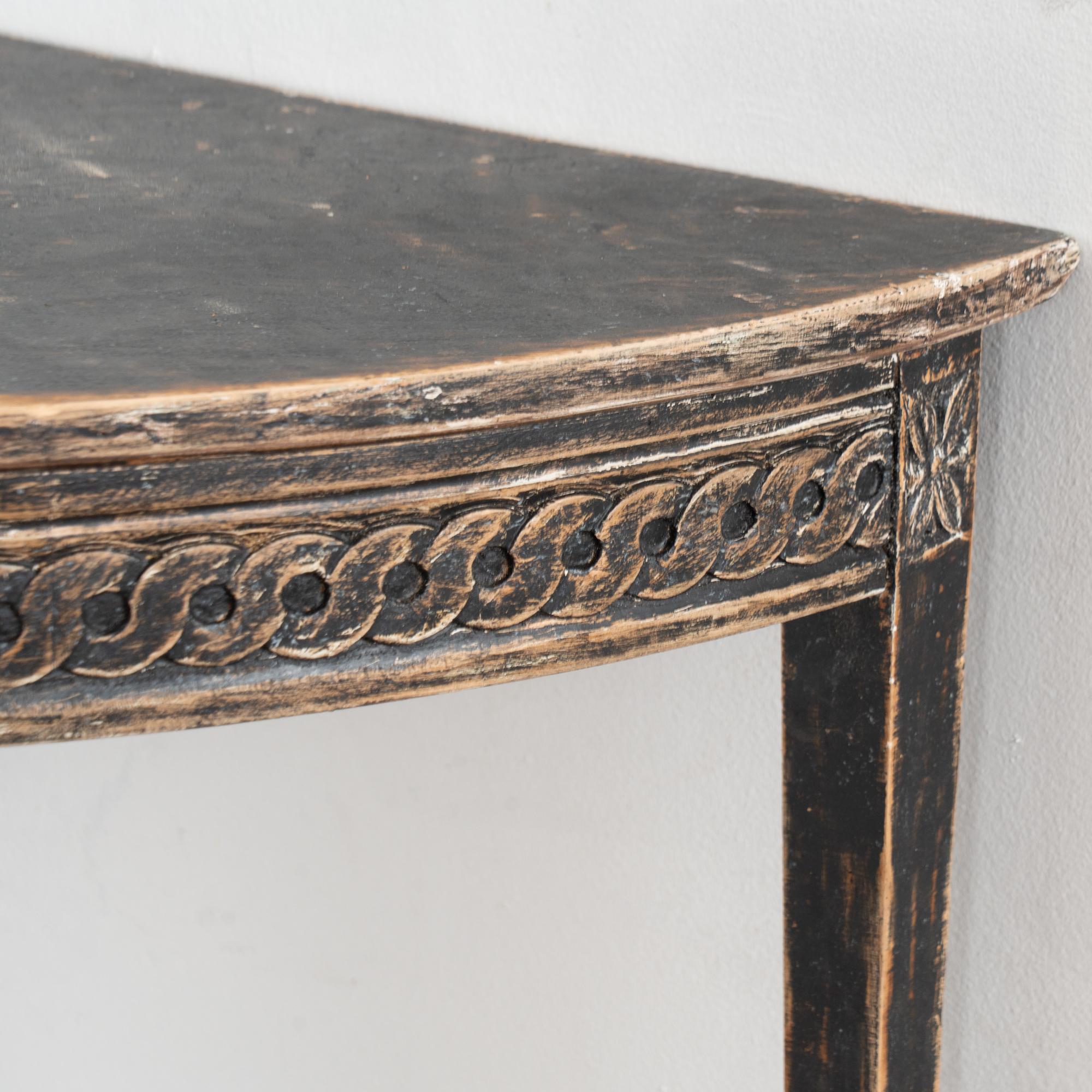 Gustavian 19th Century Swedish Black Corner Table For Sale