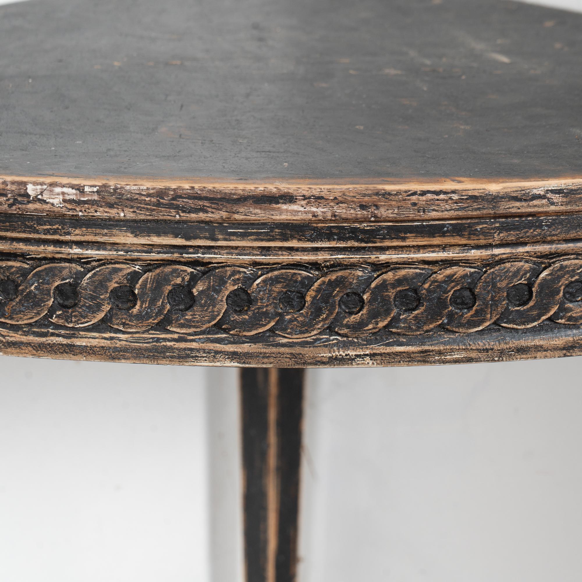 Wood 19th Century Swedish Black Corner Table For Sale