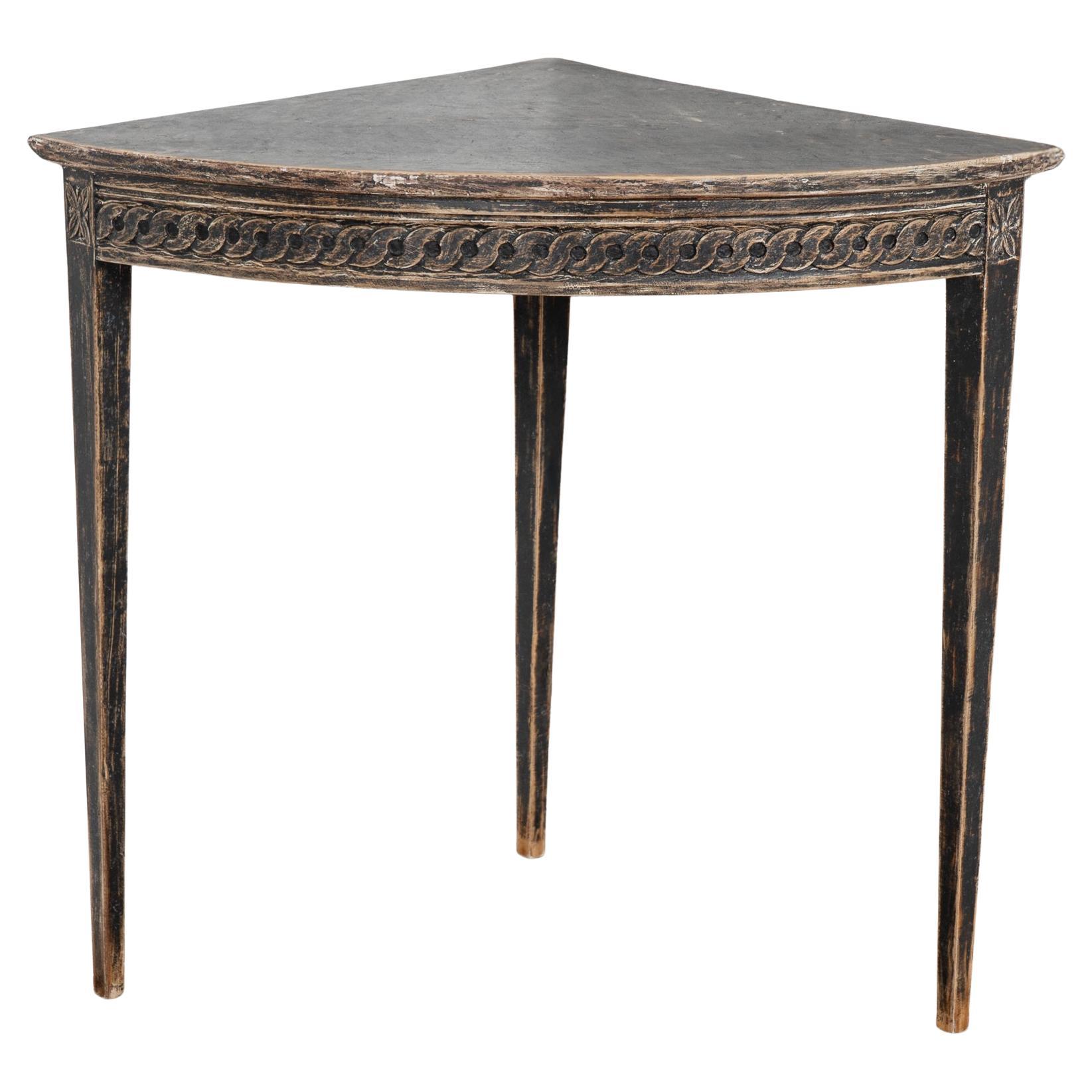 19th Century Swedish Black Corner Table For Sale
