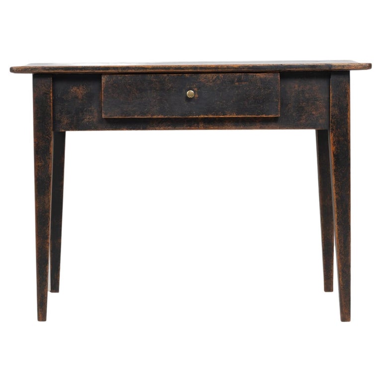19th Century Swedish Black Gustavian Style Side Table For Sale