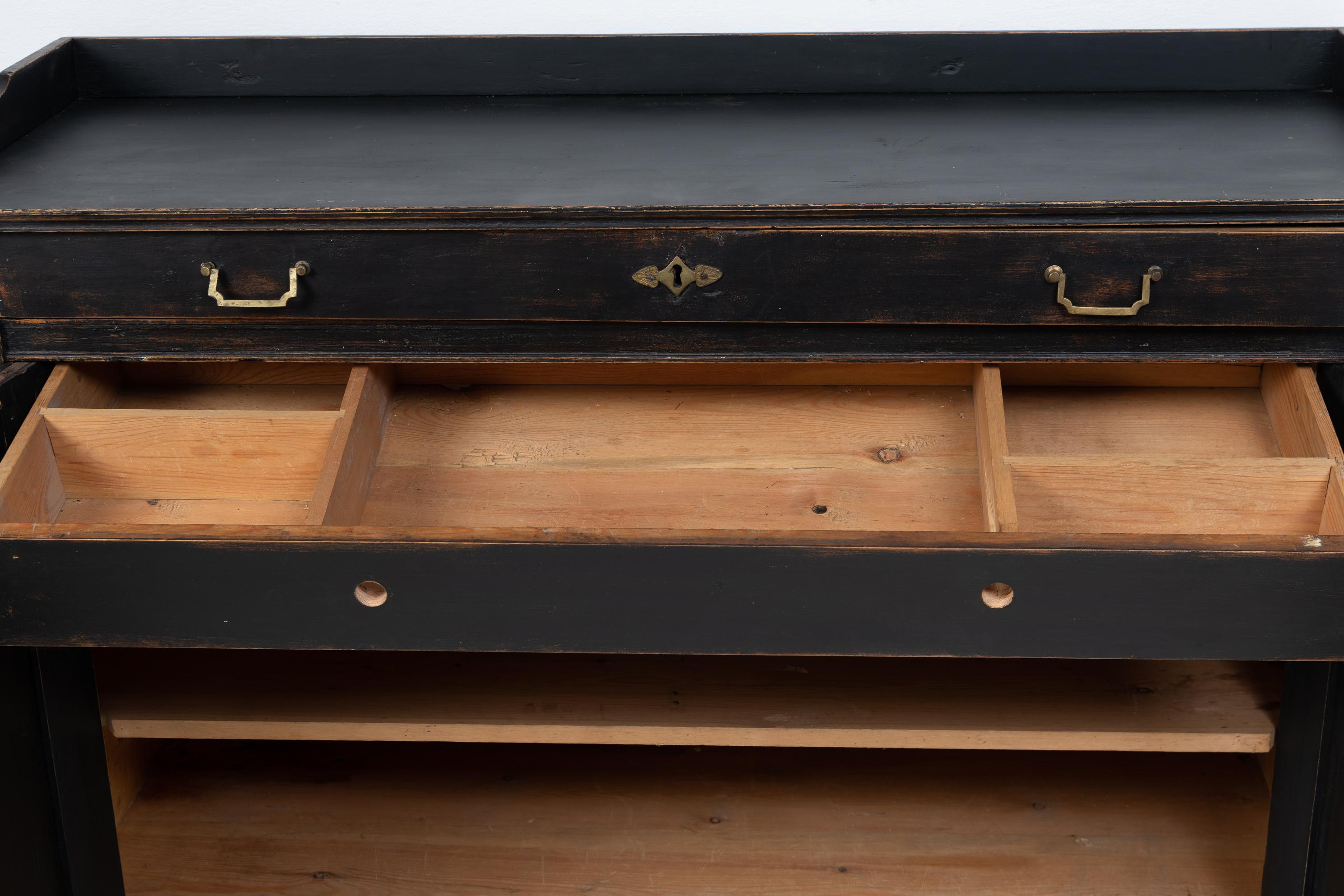 19th Century Swedish Black Gustavian Style Sideboard 8