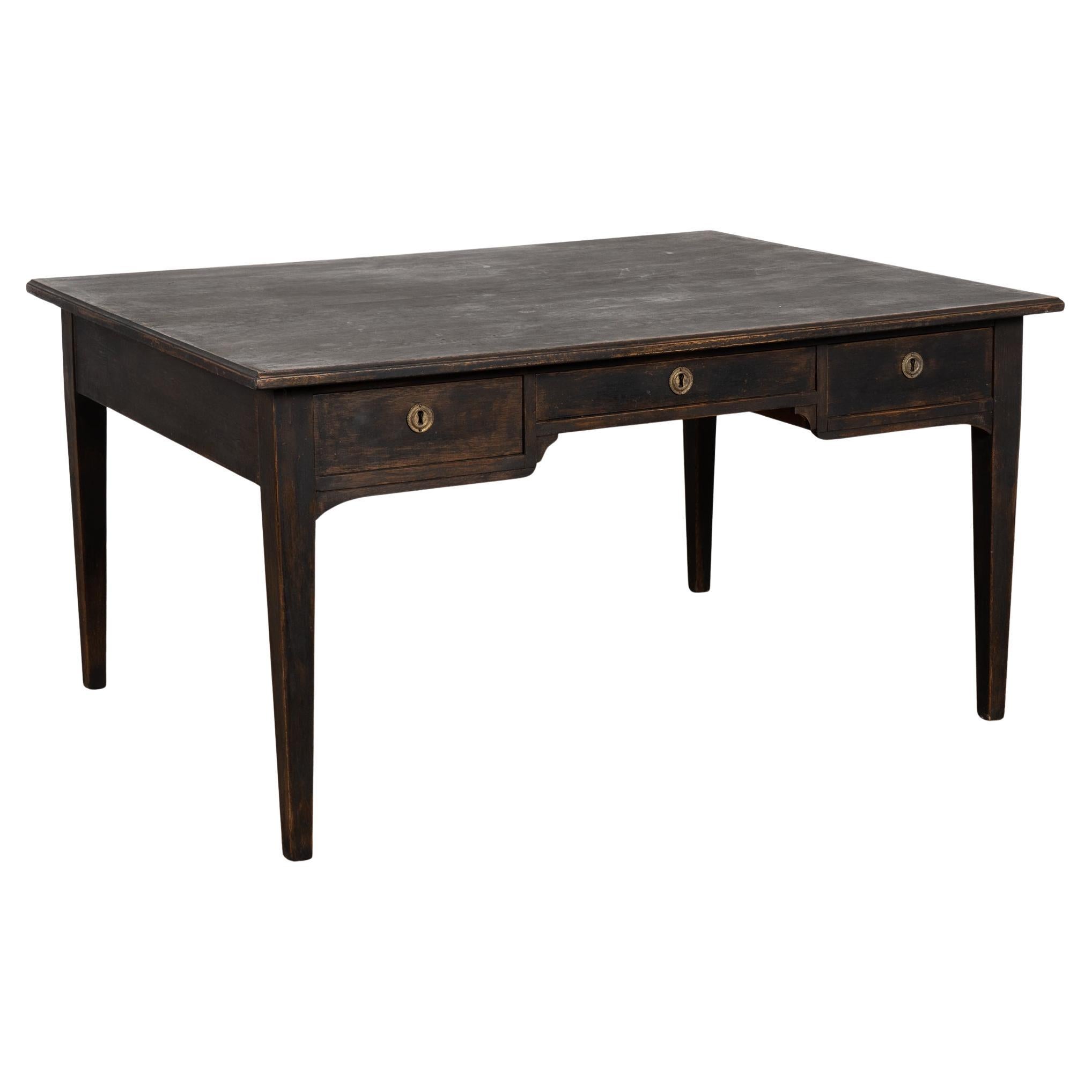 19th Century Swedish Black Painted Pine Partner’s Desk For Sale